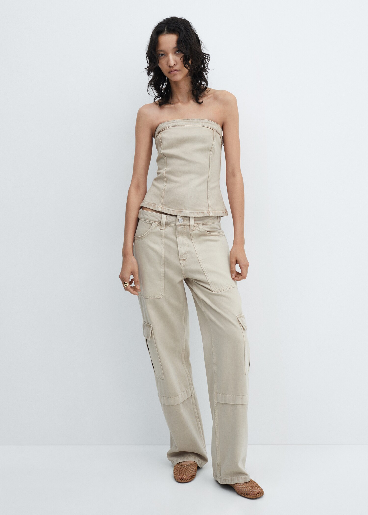 Schulterfreies Jeans-Top - Damen | MANGO Deutschland