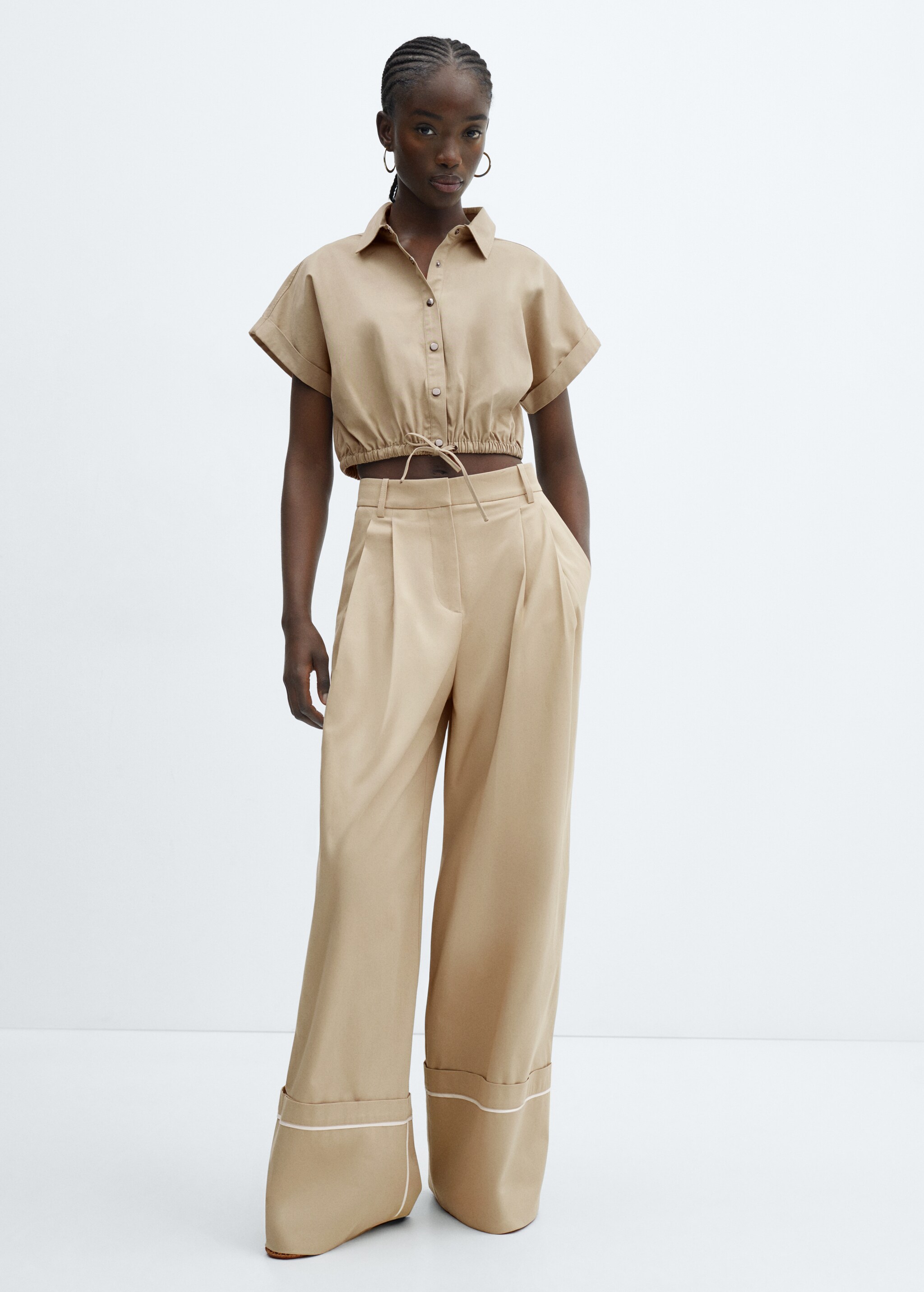 Cotton pleated trousers - General plane