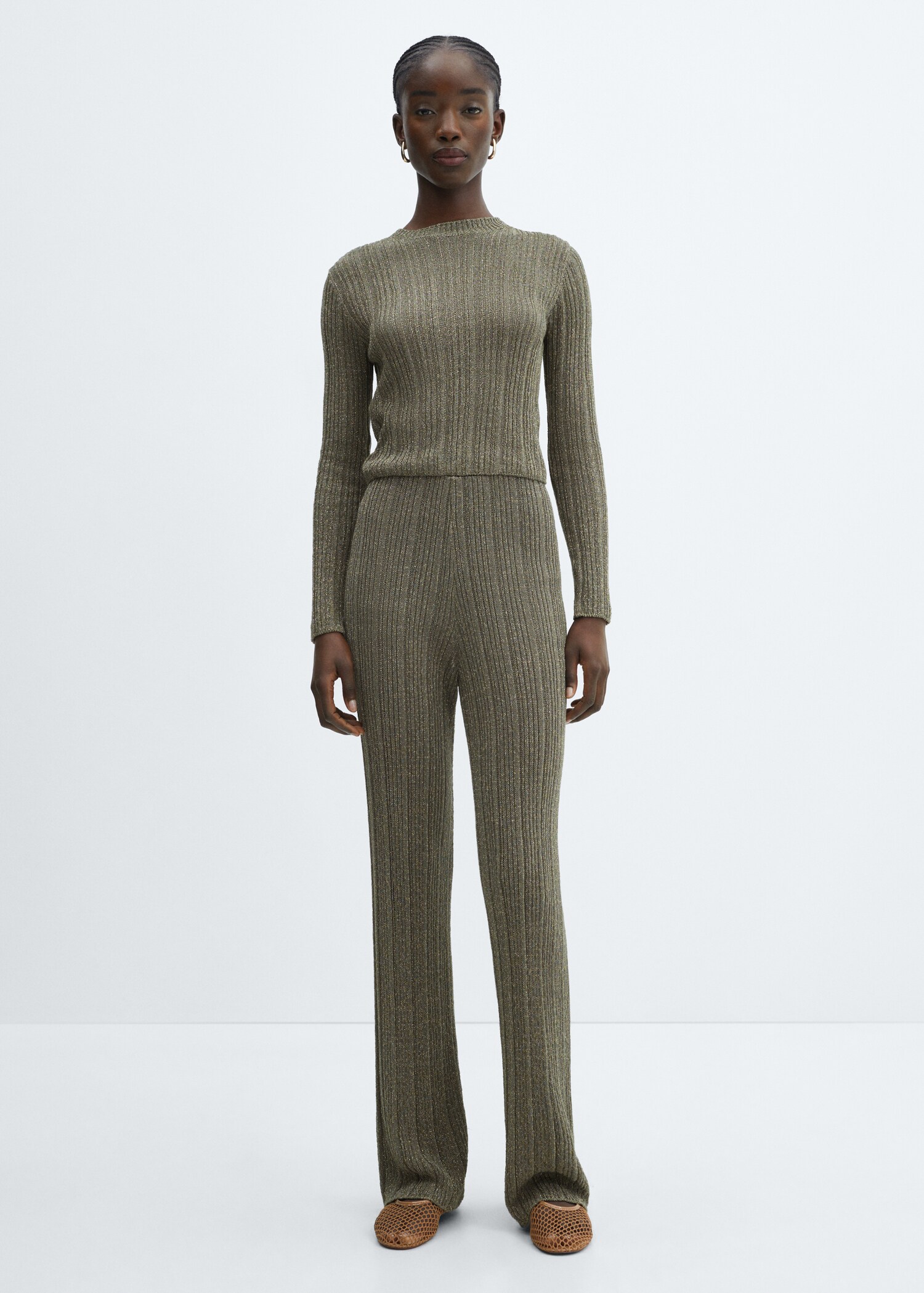 Lurex sweater with perkins neck - General plane