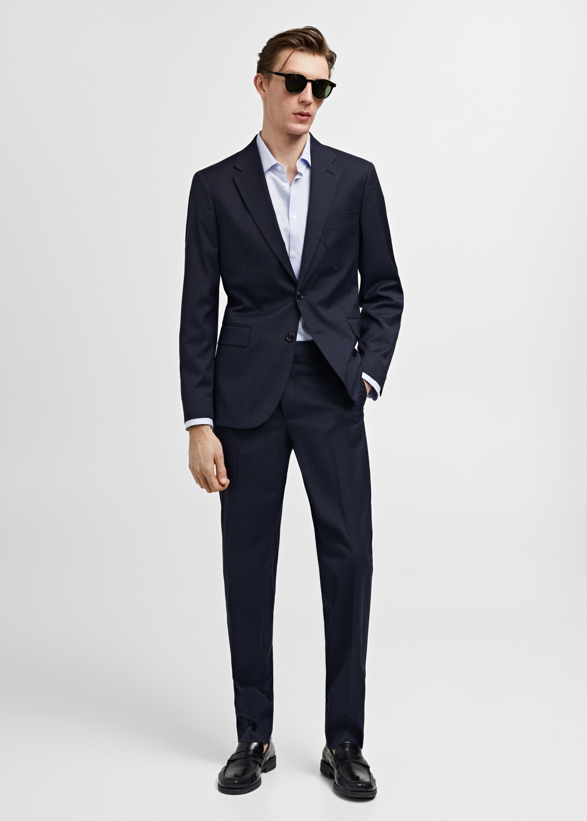 Stretch fabric slim-fit suit trousers - General plane
