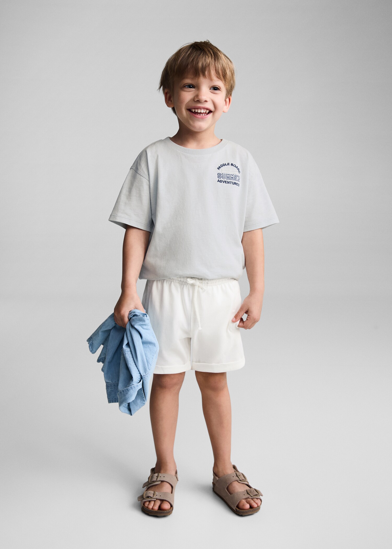 Cotton shorts with elastic waist - General plane