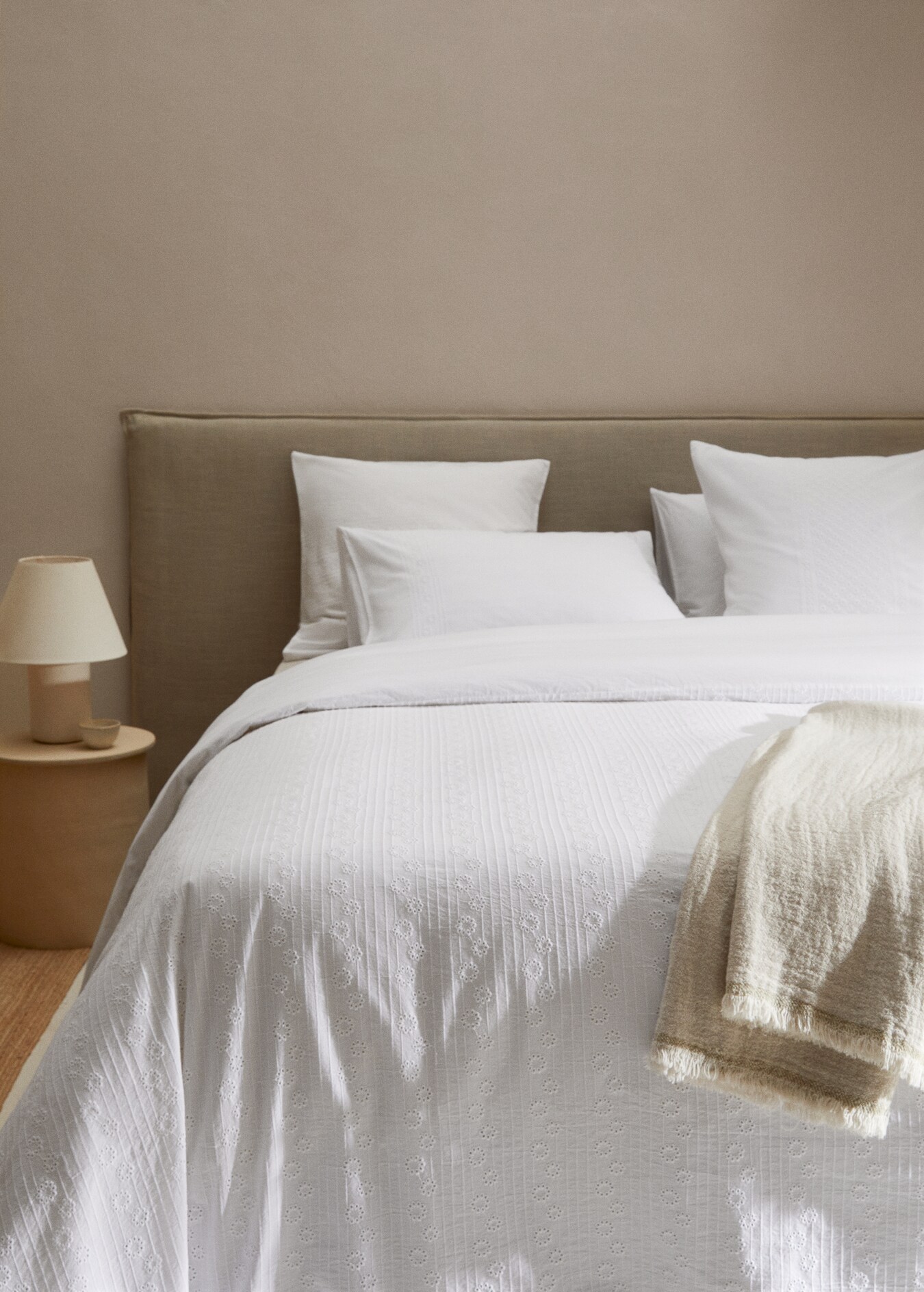 Funda nórdica algodón bordado floral cama 180cm