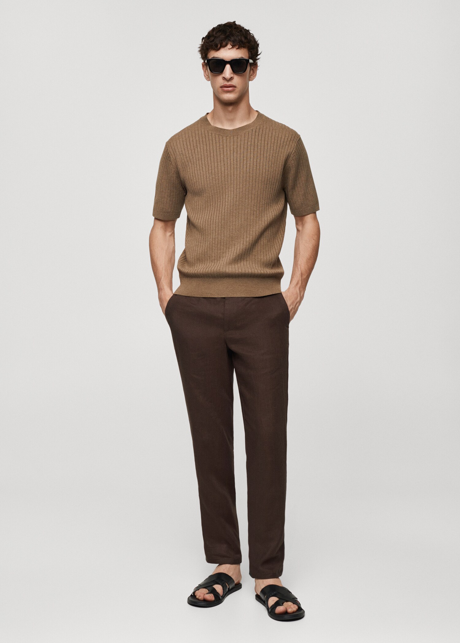 Ribbed cotton T-shirt - General plane