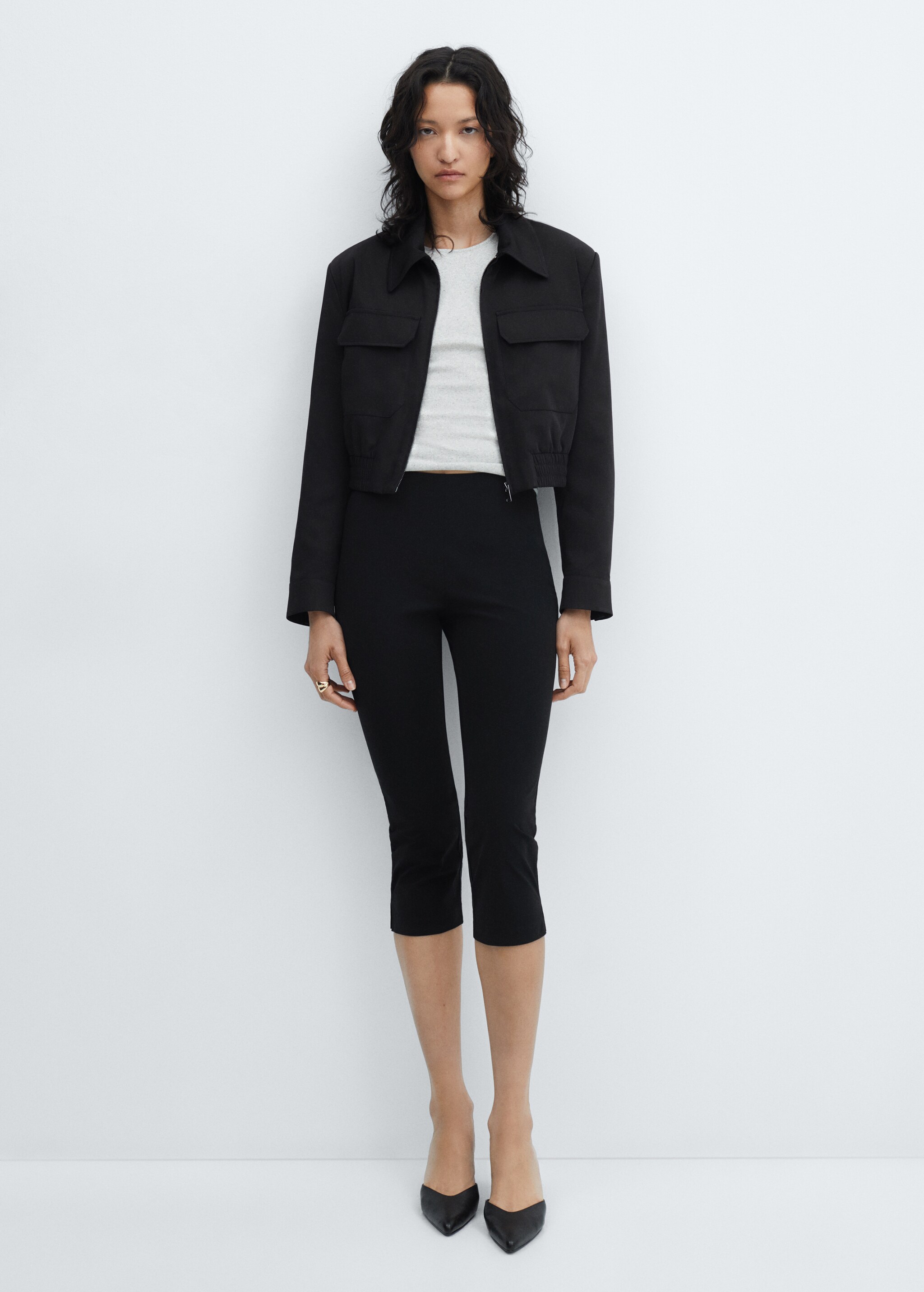 Cropped jacket with pockets - General plane