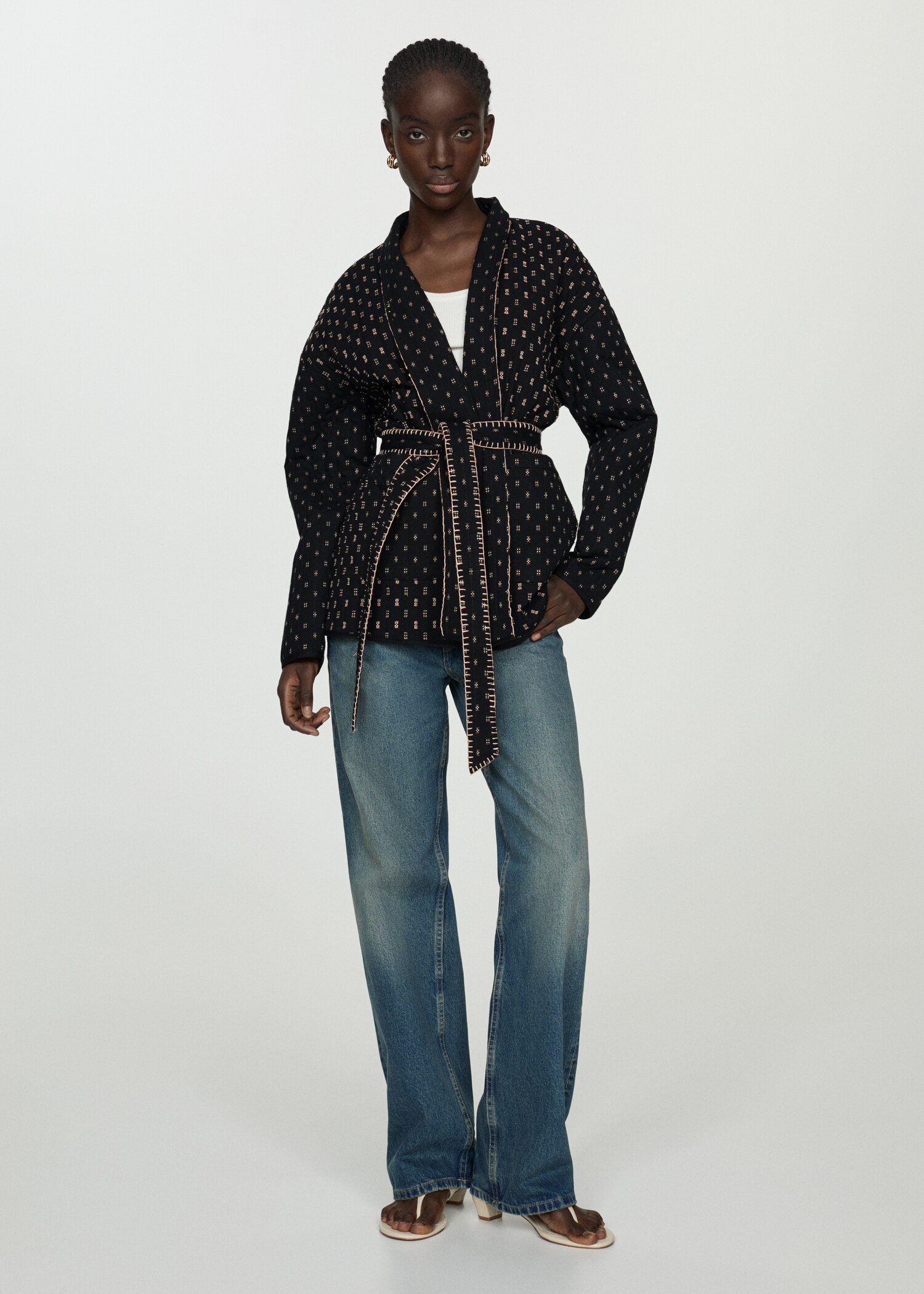 Quilted jacket with embroidered details - General plane