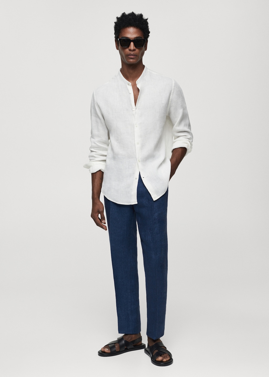 Outfit camisa cuello mao hombre hotsell