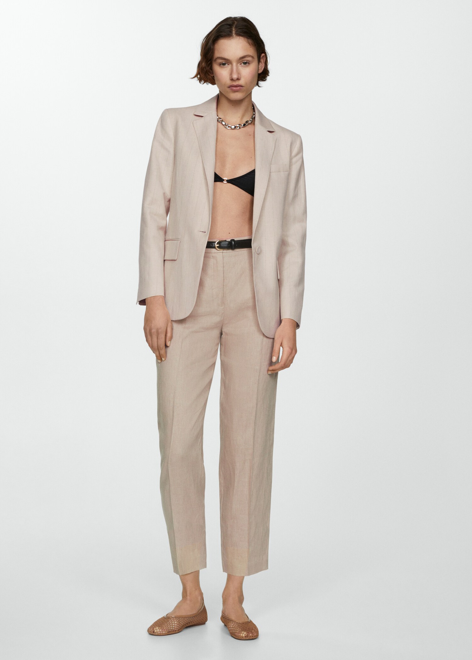 Linnen crop broek - Overzichtstekening