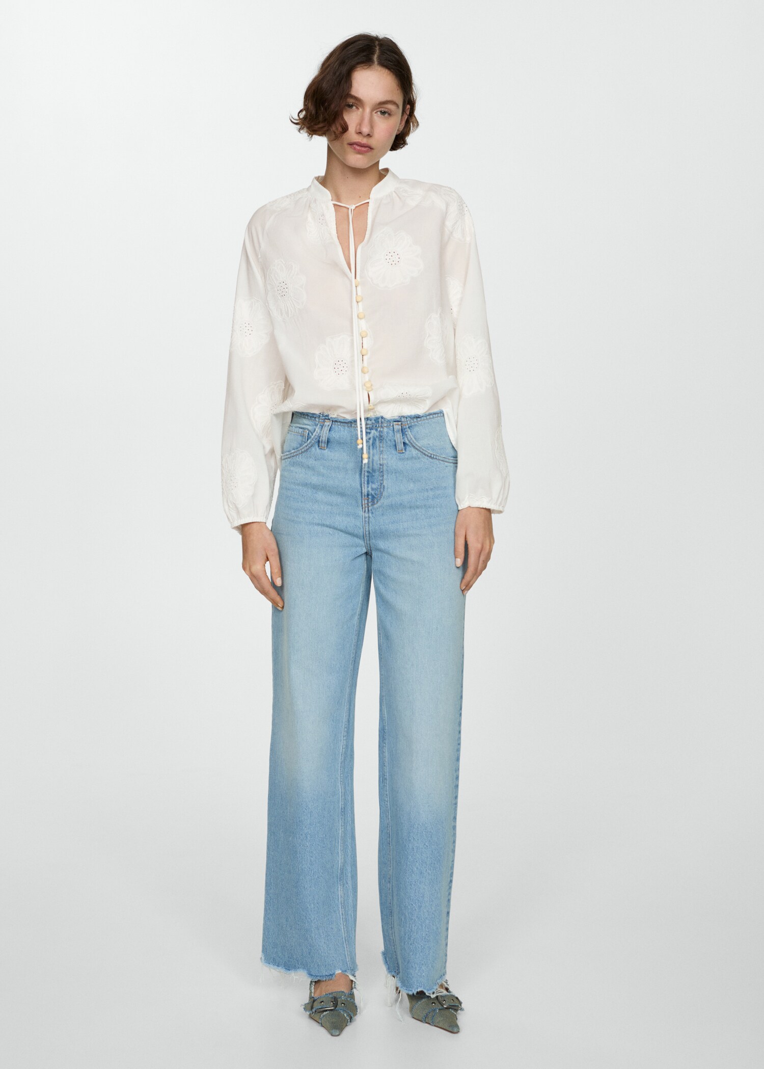 Blouse broderie florale nœud - Plan général