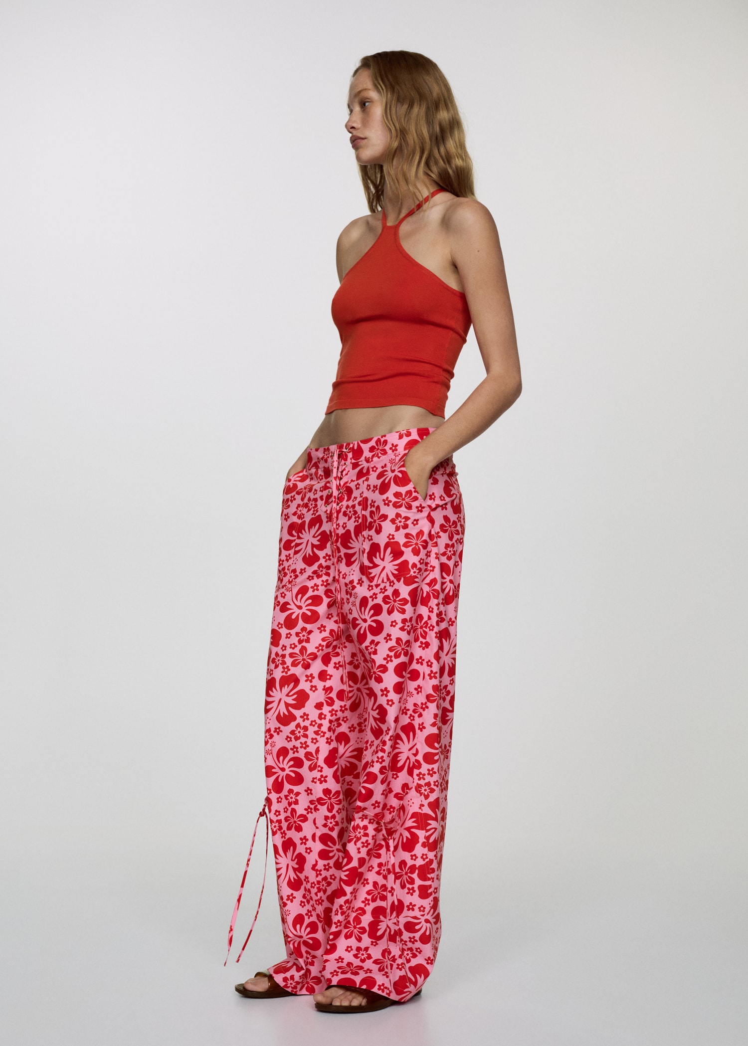 Floral trousers with cargo pockets - General plane