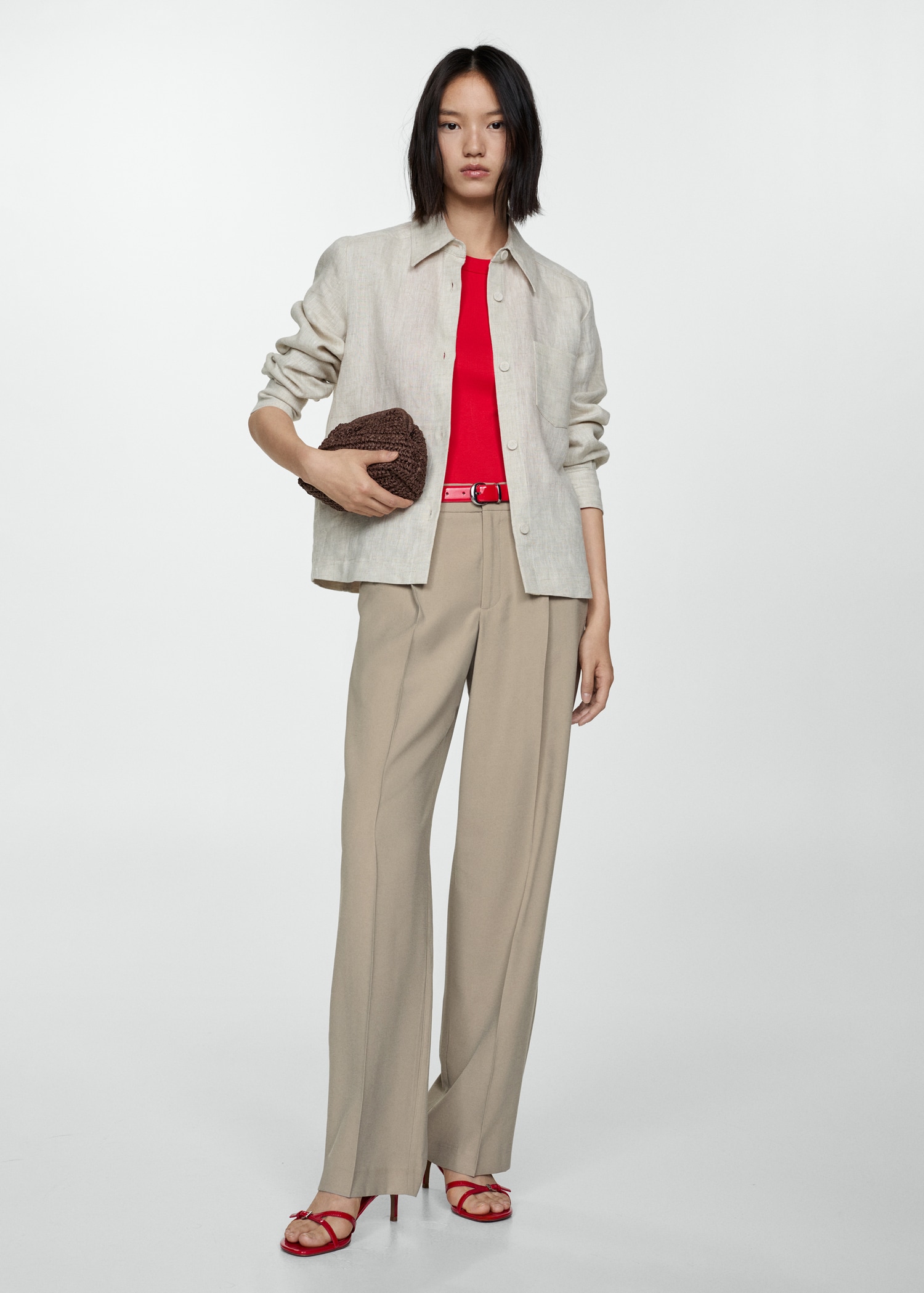 Straight-fit pleated trousers - General plane