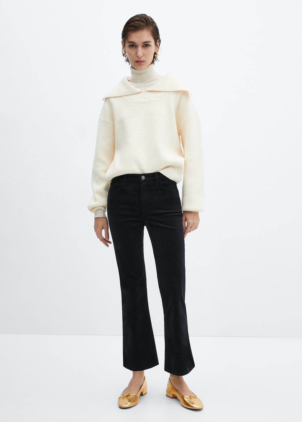 Pantalon flare crop velours cotele Femme MANGO Cote d Ivoire