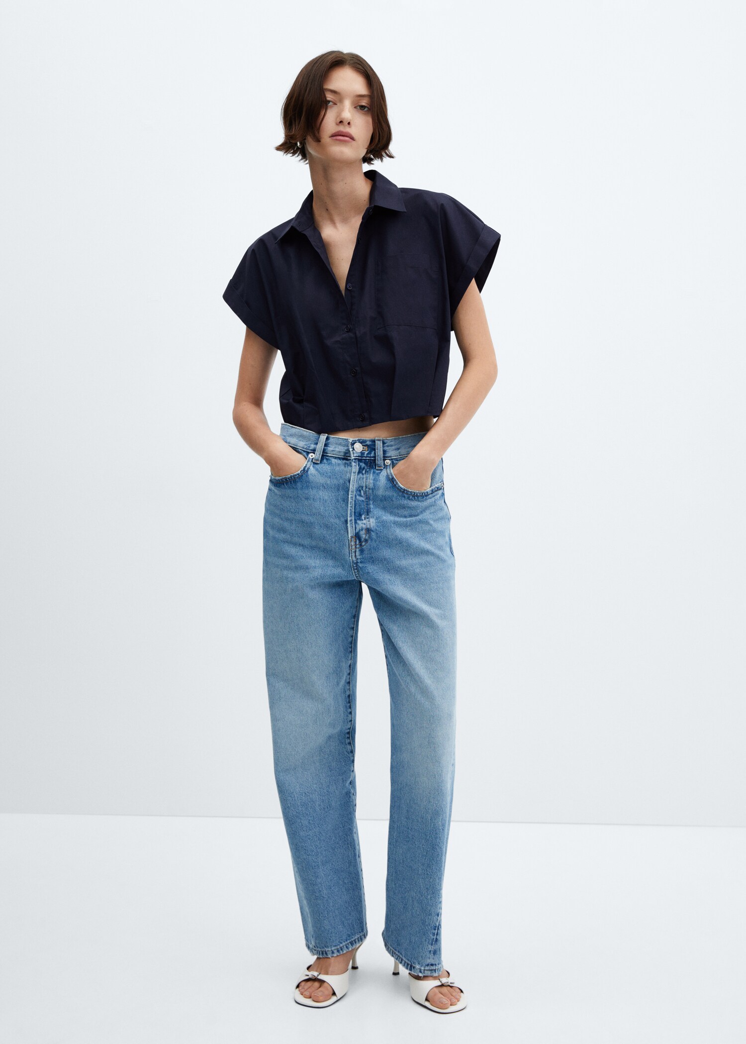 100% cotton crop shirt - General plane