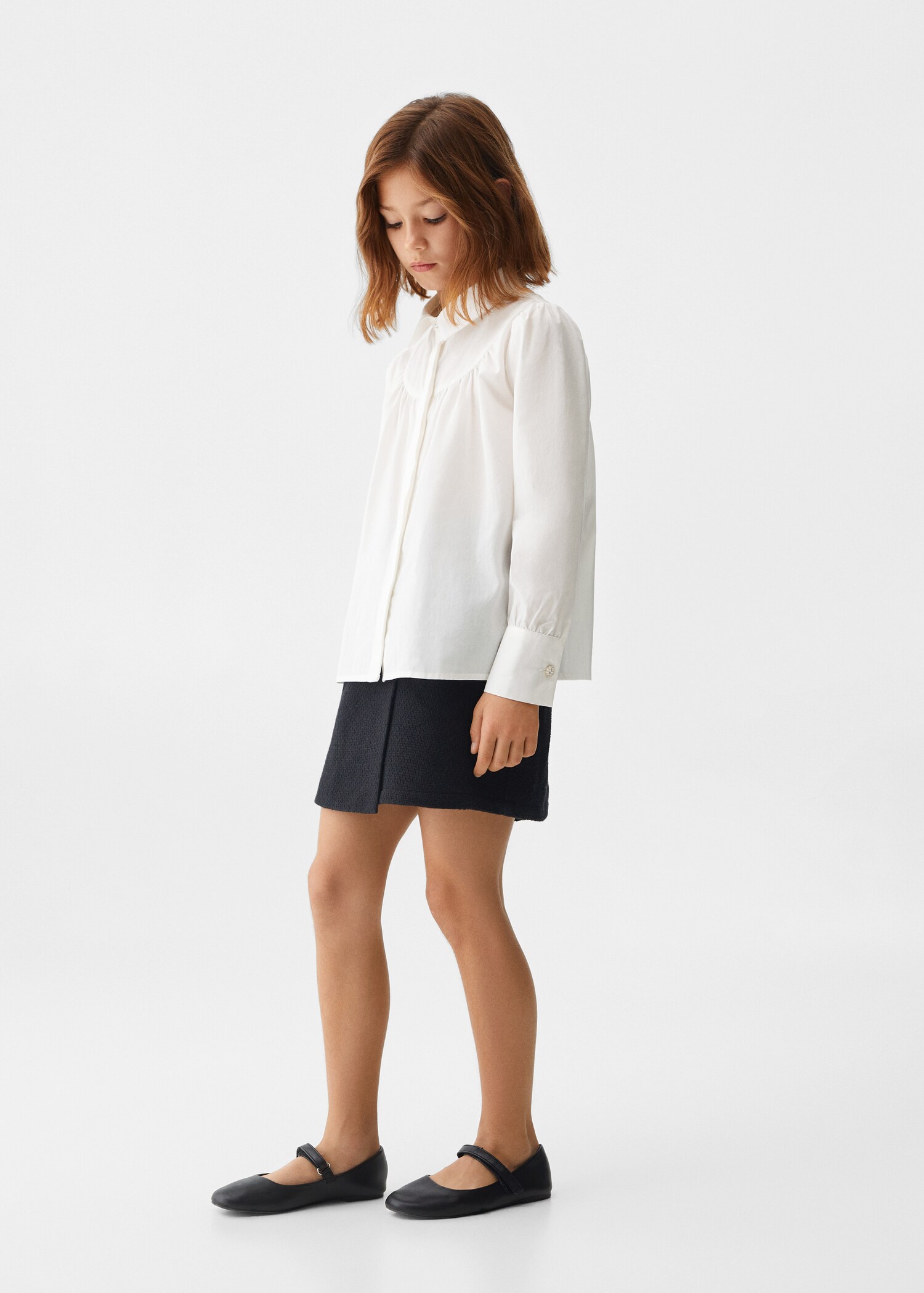 Blouse met knoop bij de hals - Overzichtstekening