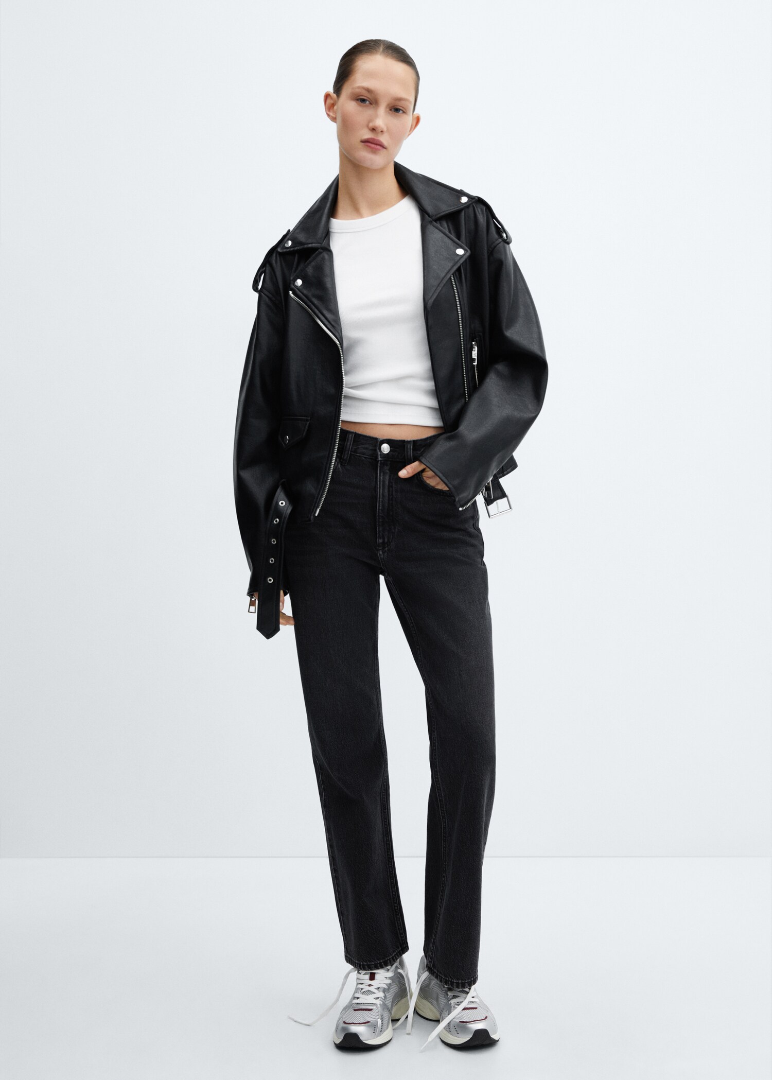 Leather-effect biker jacket - General plane