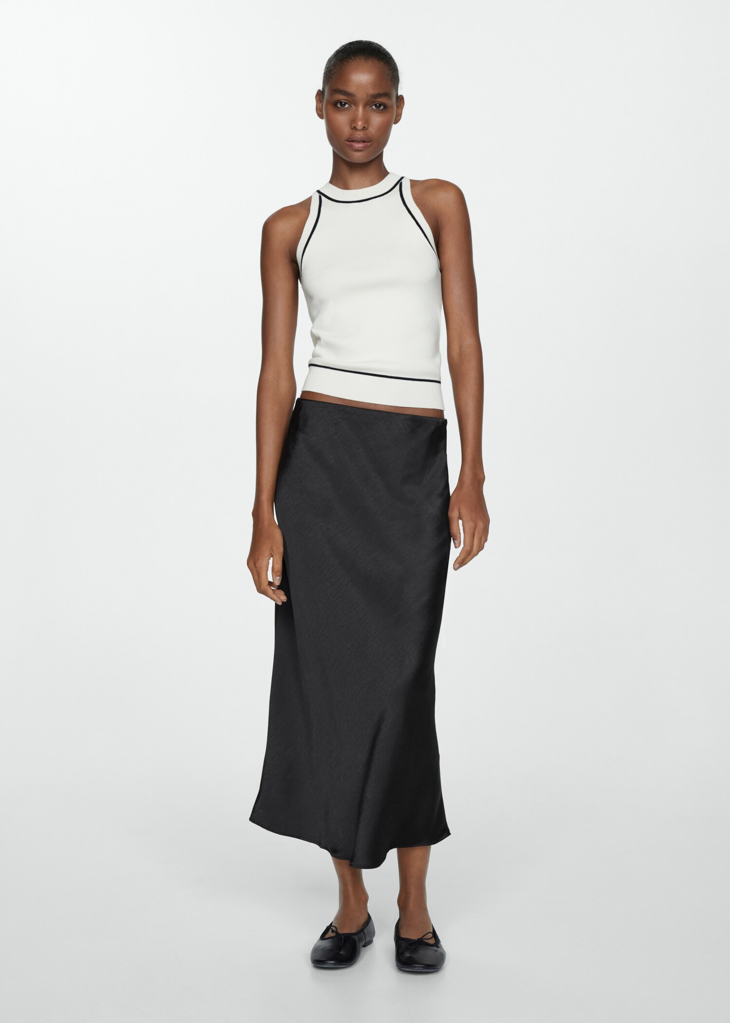 Midi satin skirt - General plane