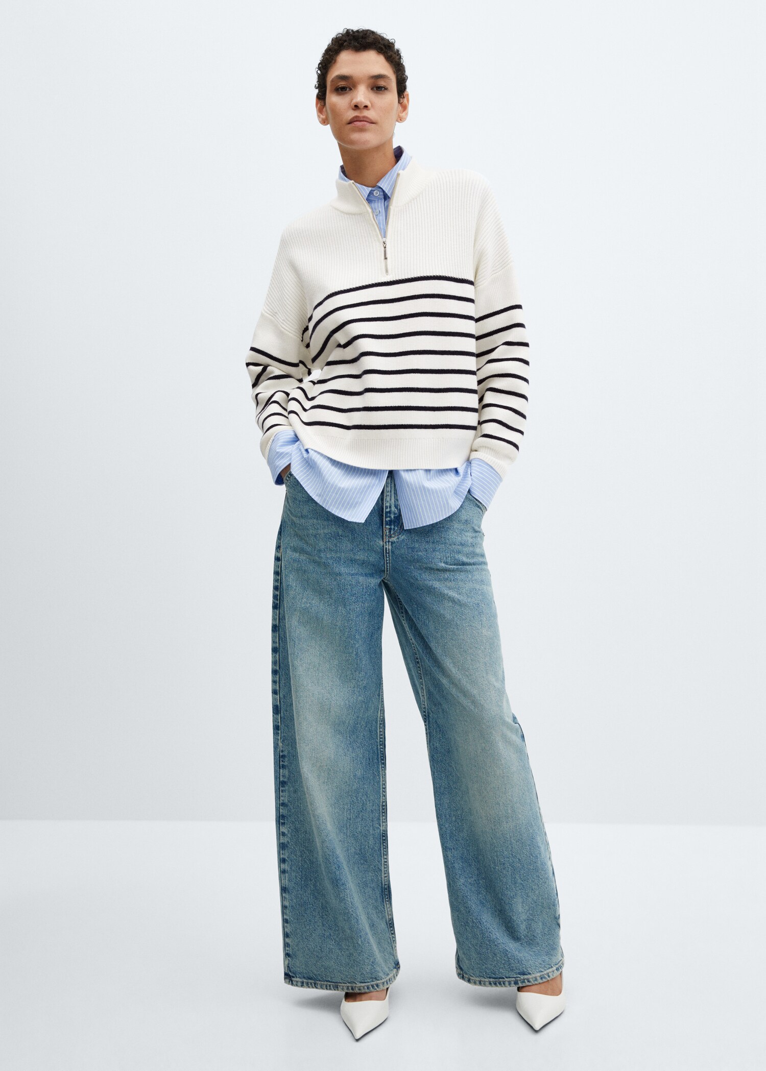 Striped sweater with zip - General plane