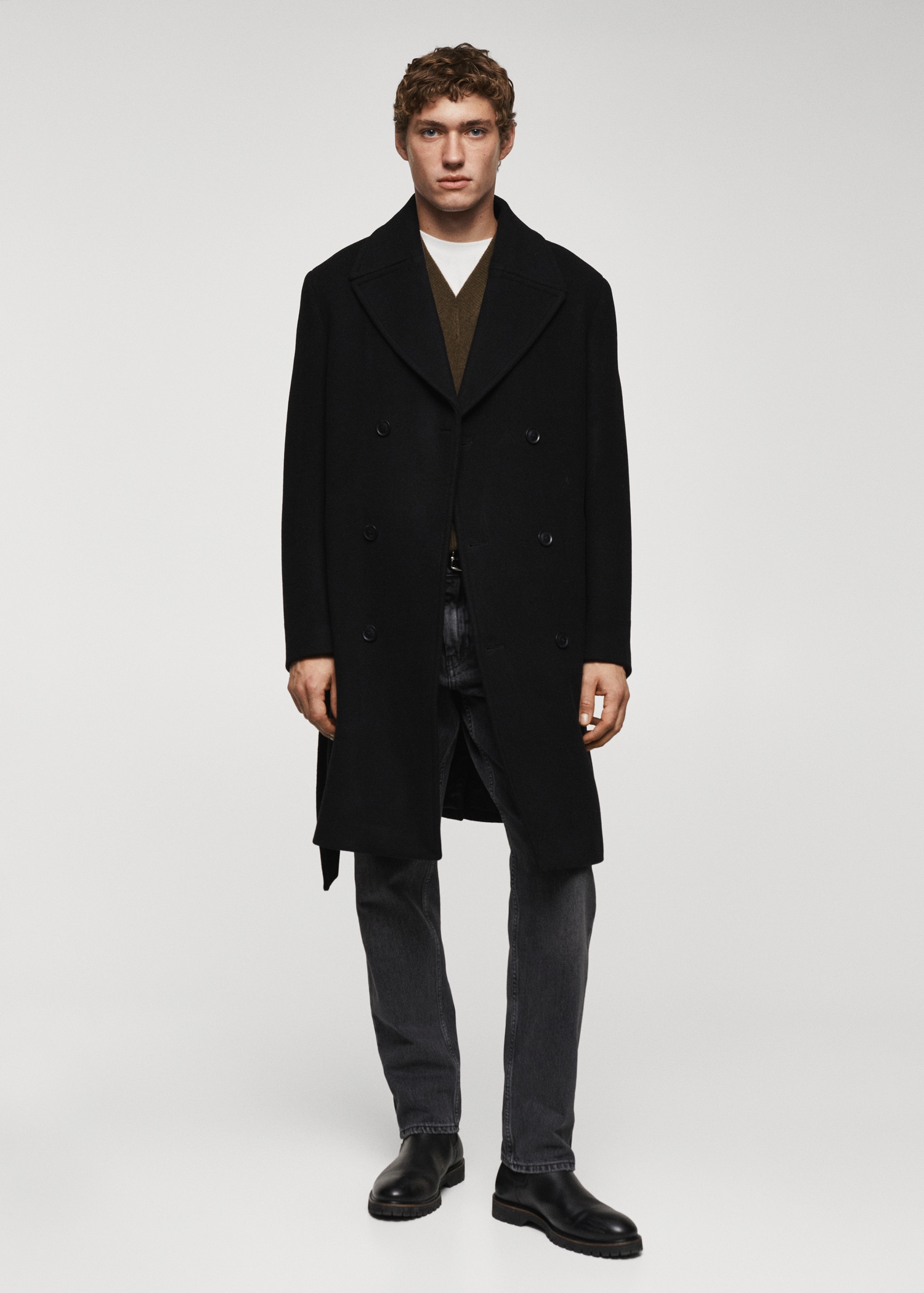 Manteau fait main laine ceinture Homme MANGO Niger