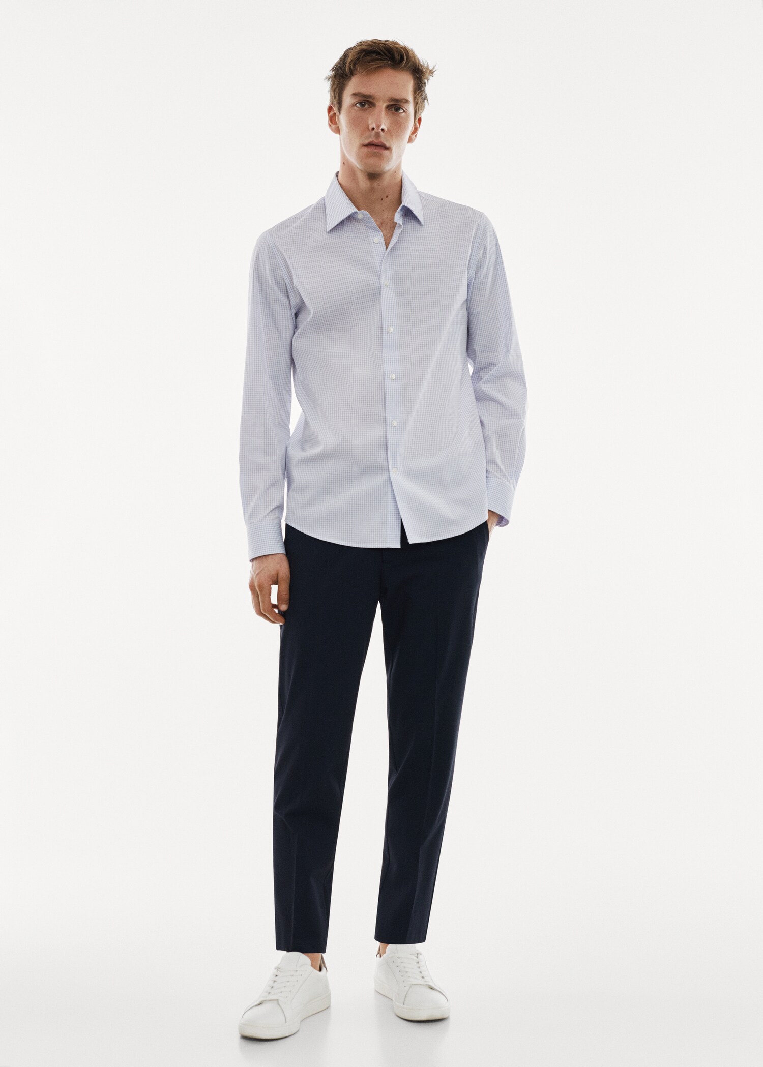 Camisa micro cuadro tejido stretch - Plano general
