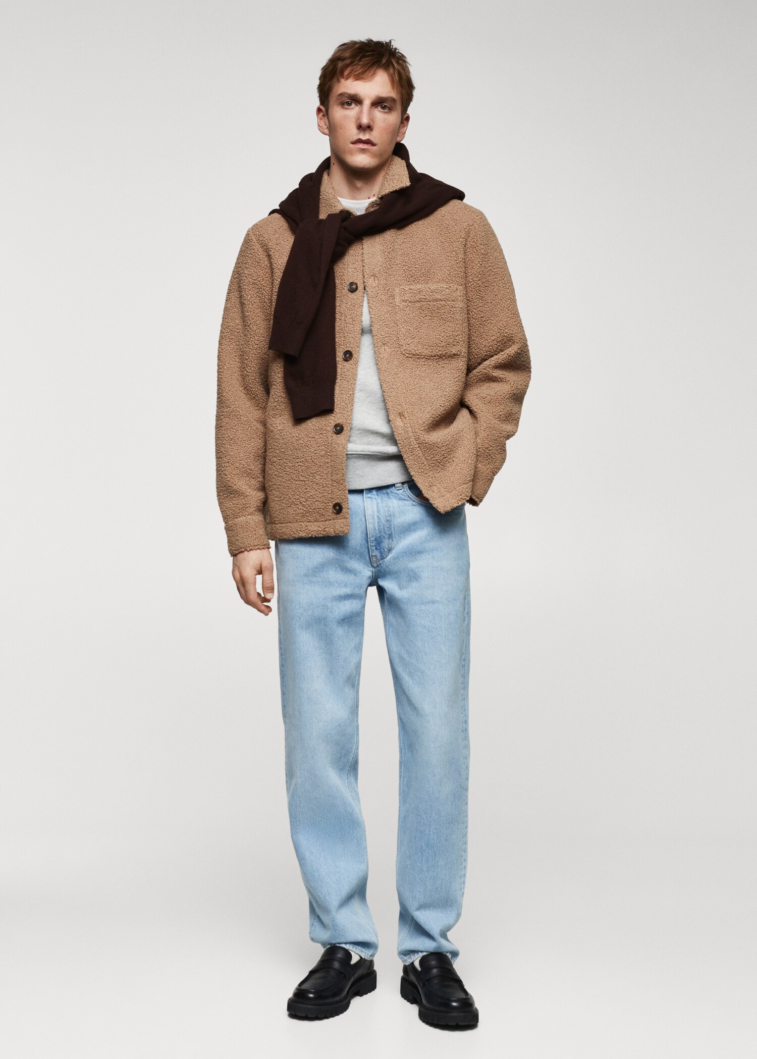 Overshirt aus Kunstshearling mit Tasche - Herren | MANGO Deutschland