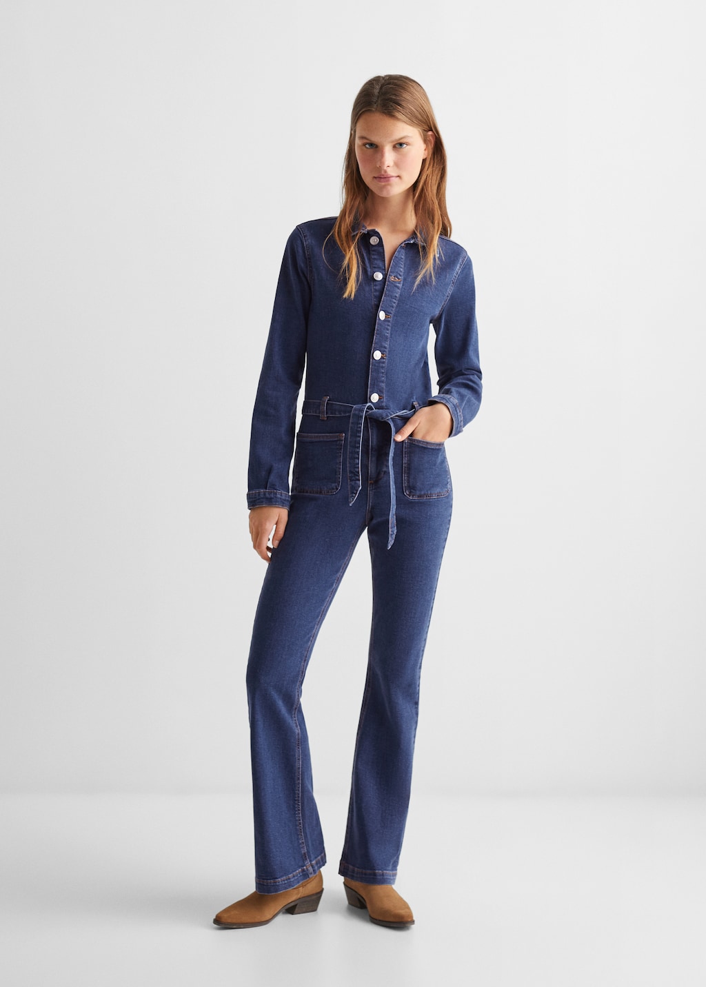 Denim jumpsuit buttons