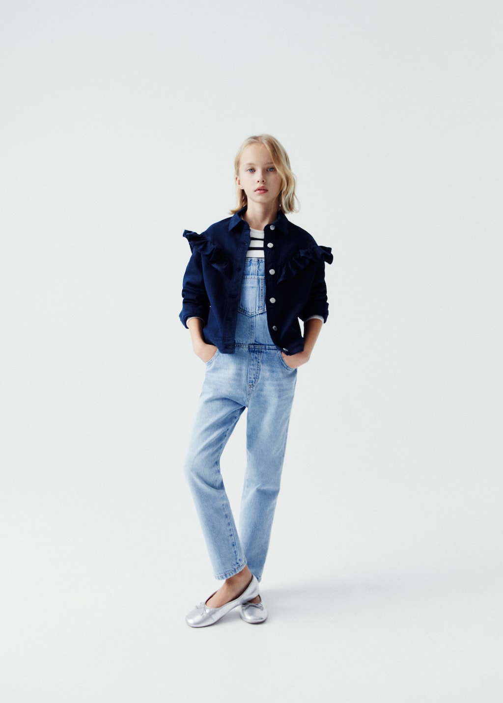 Mango Lange Jeanslatzhose