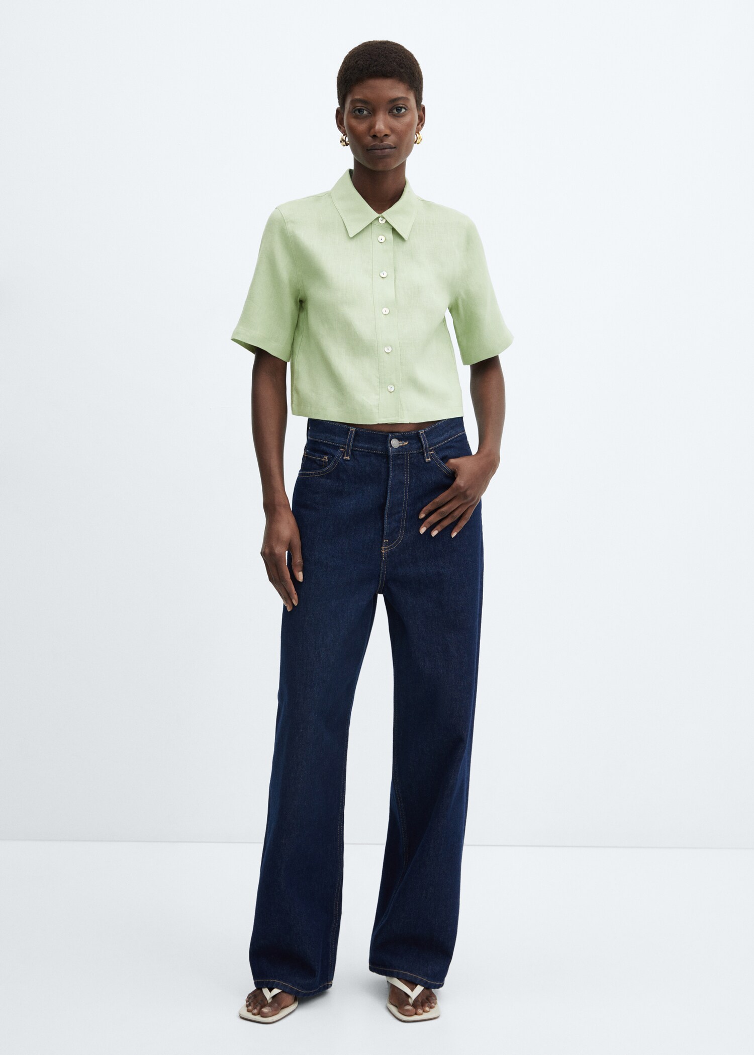 Linen-blend short-sleeve shirt - General plane