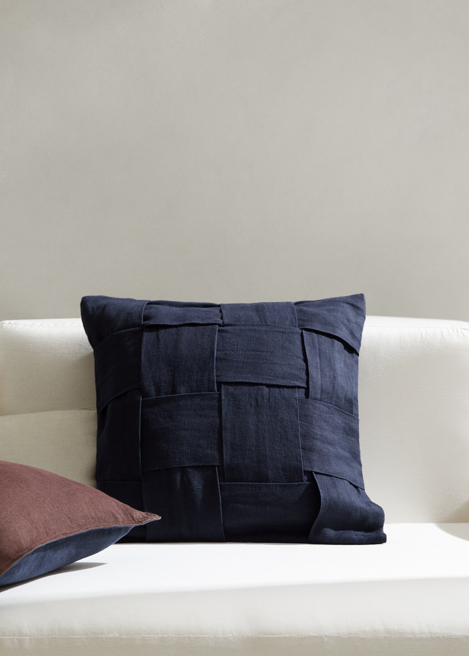100% linen braided cushion case 50x50cm - General plane