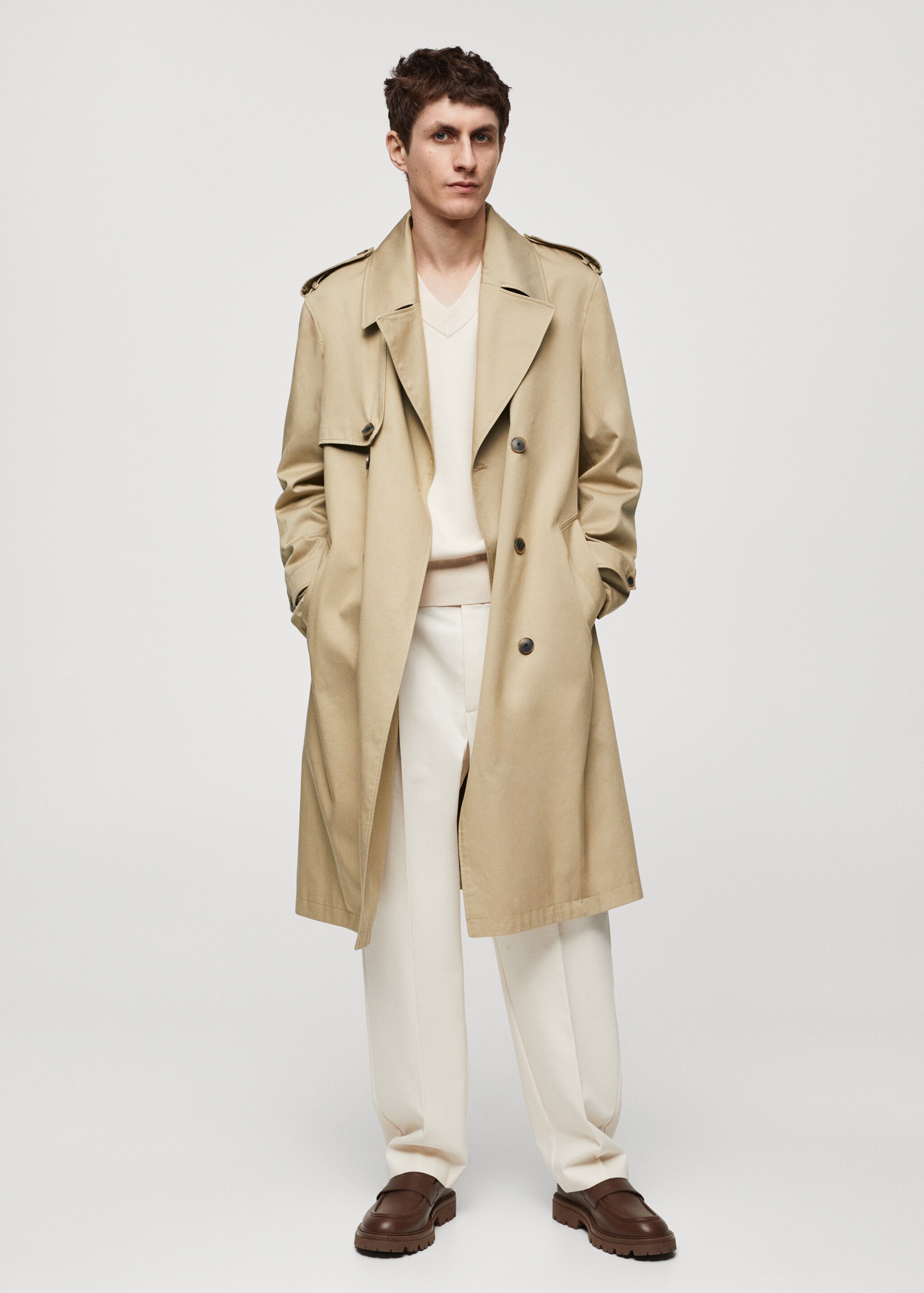 Relaxed fit trench trench coat with belt - General plane