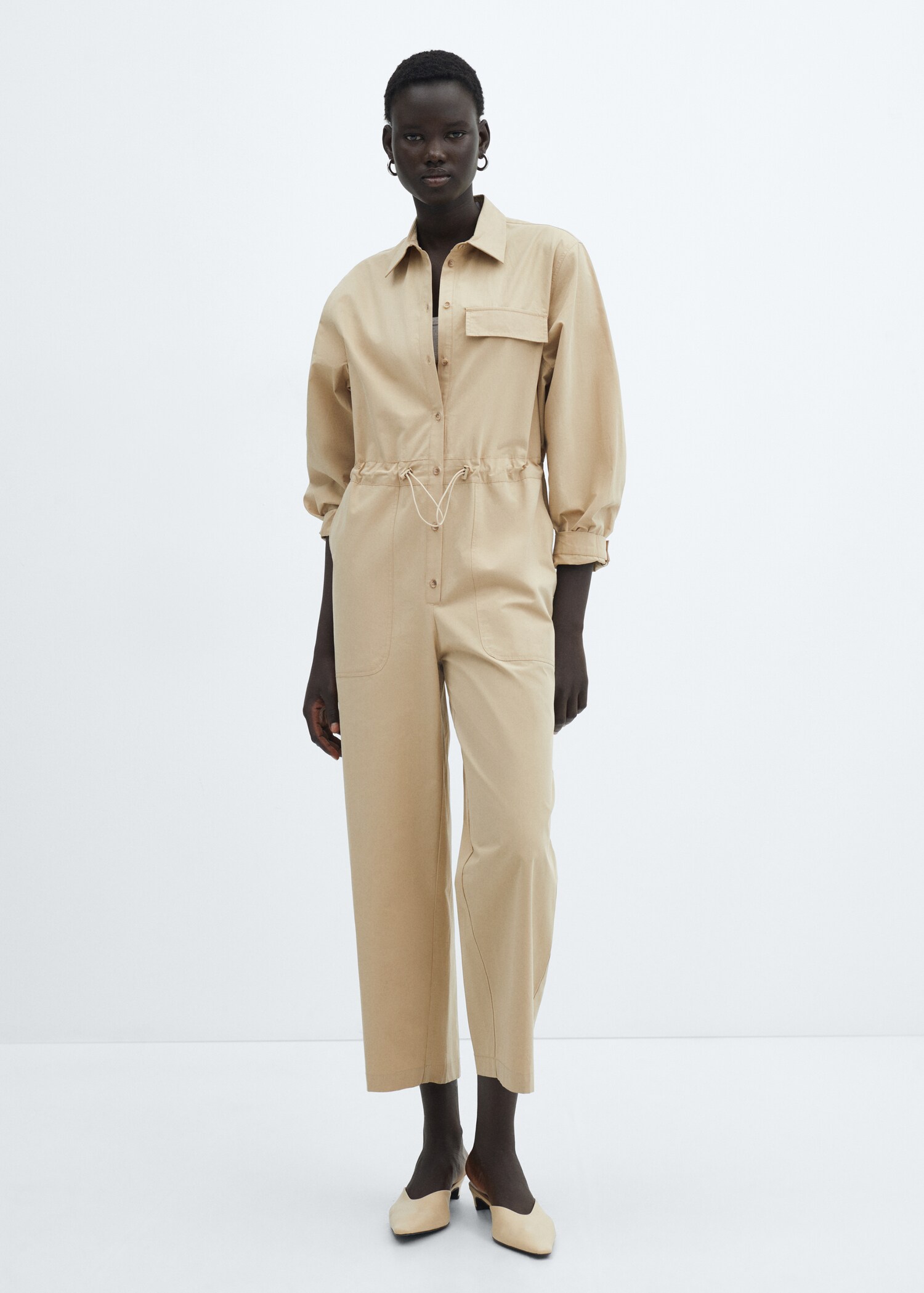 Buttoned long jumpsuit - General plane