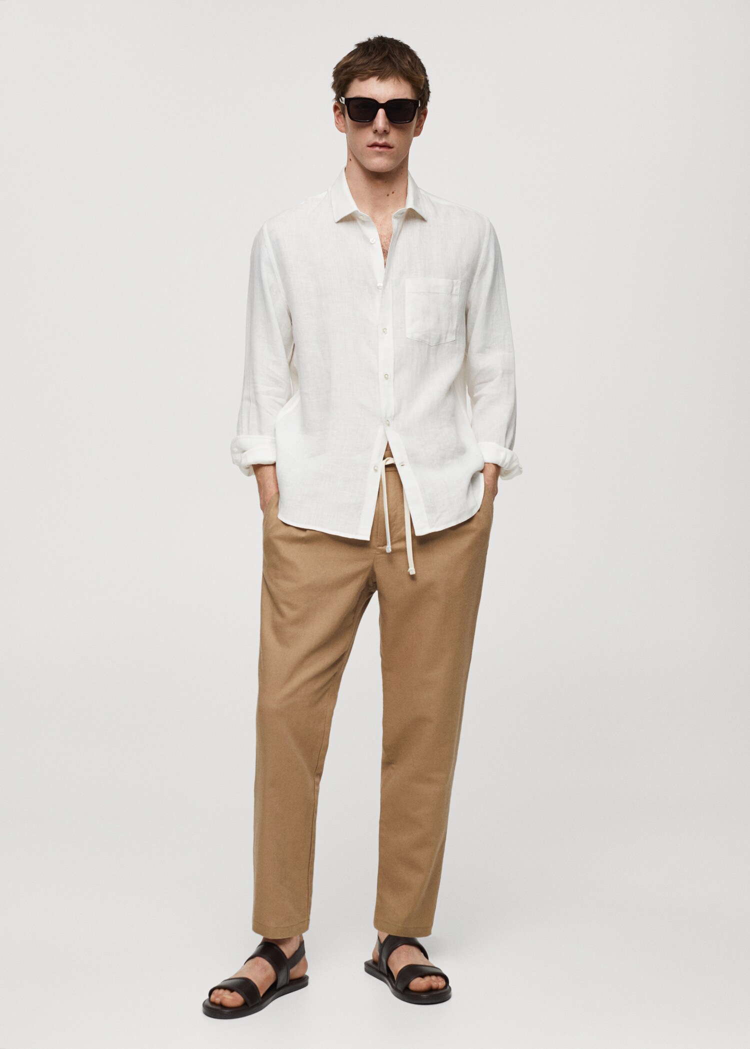 Pantalon slim fit lin cordon - Plan général