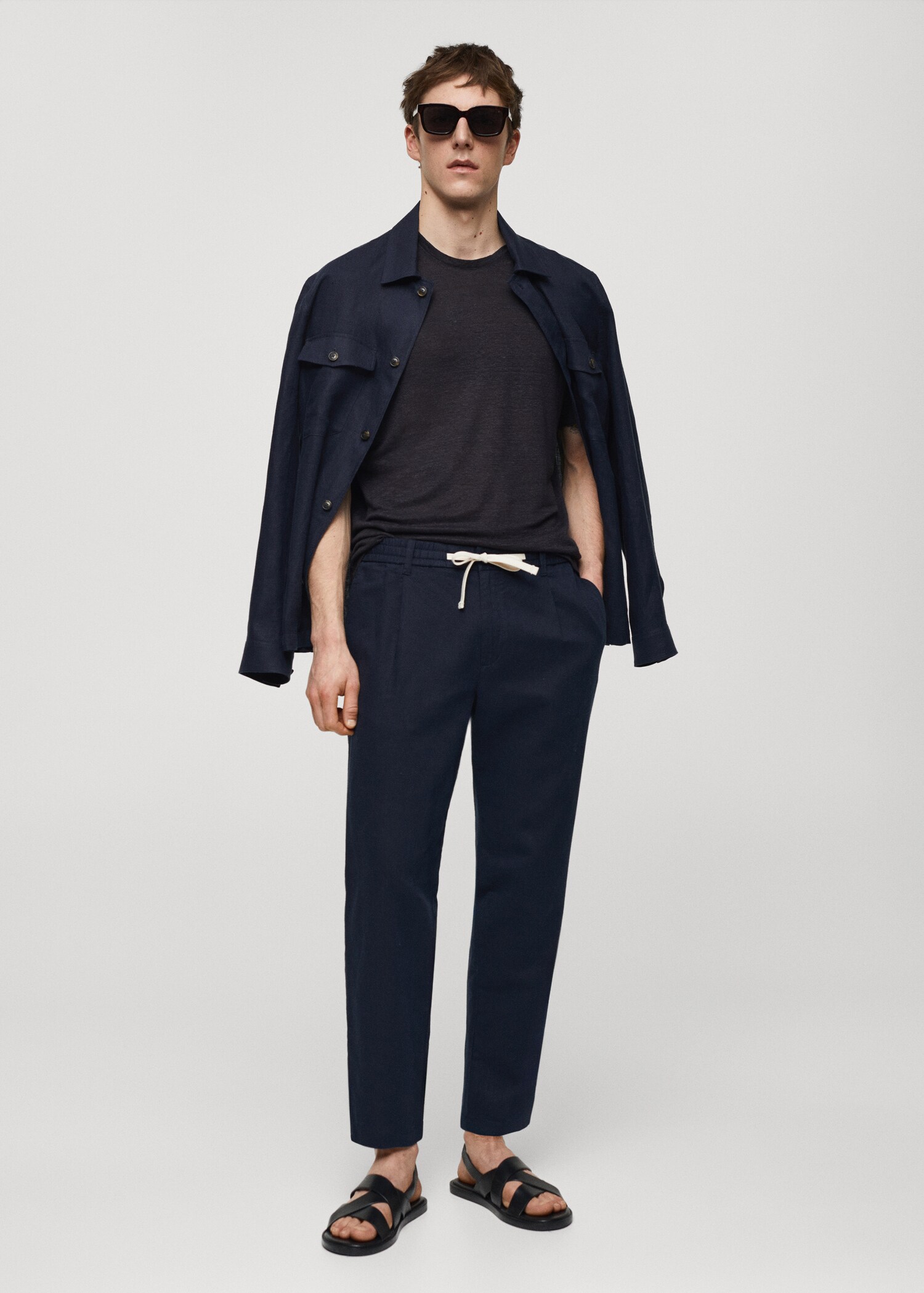 Slim-fit trousers with drawstring  - General plane