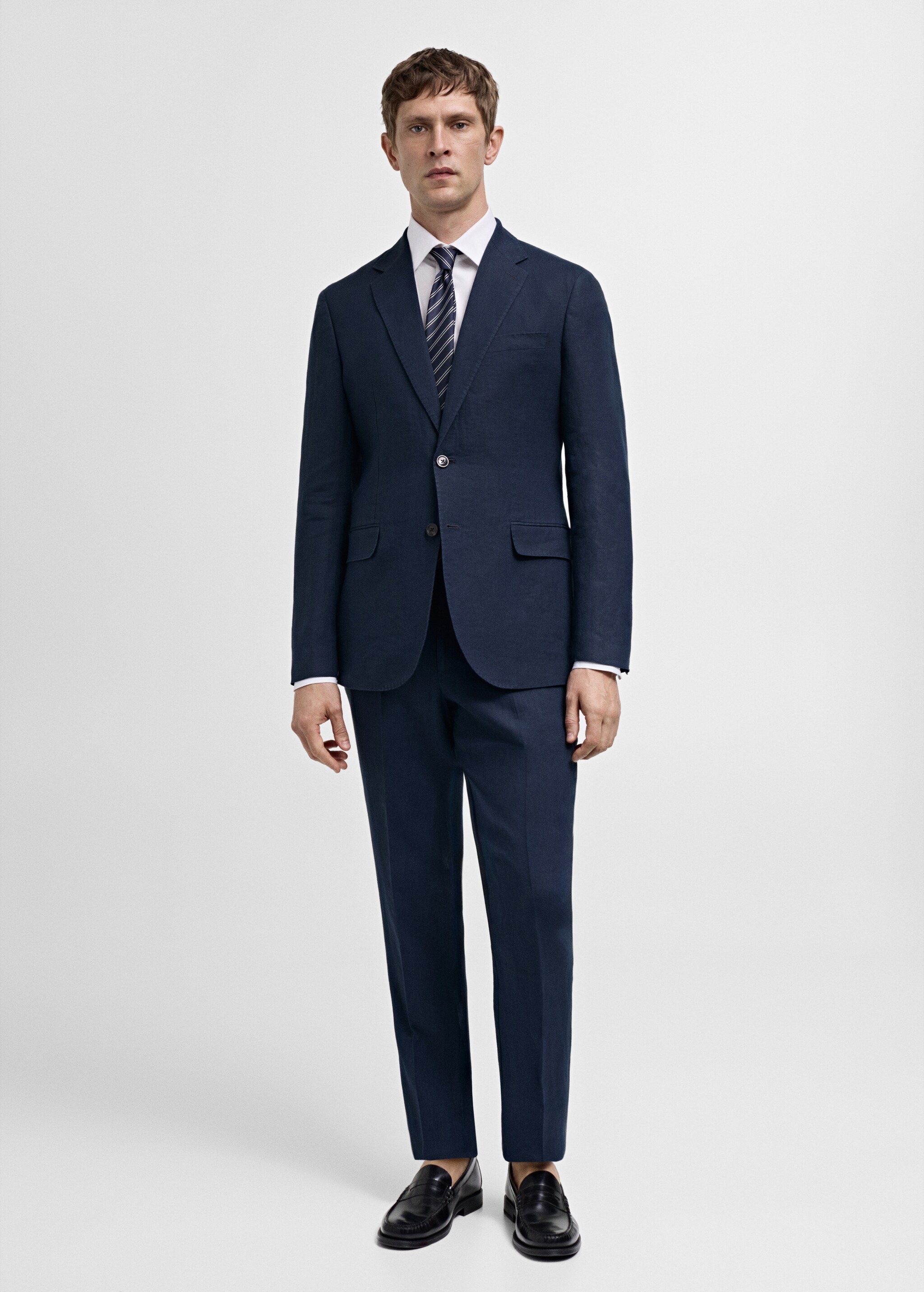 100% linen slim-fit suit jacket - General plane