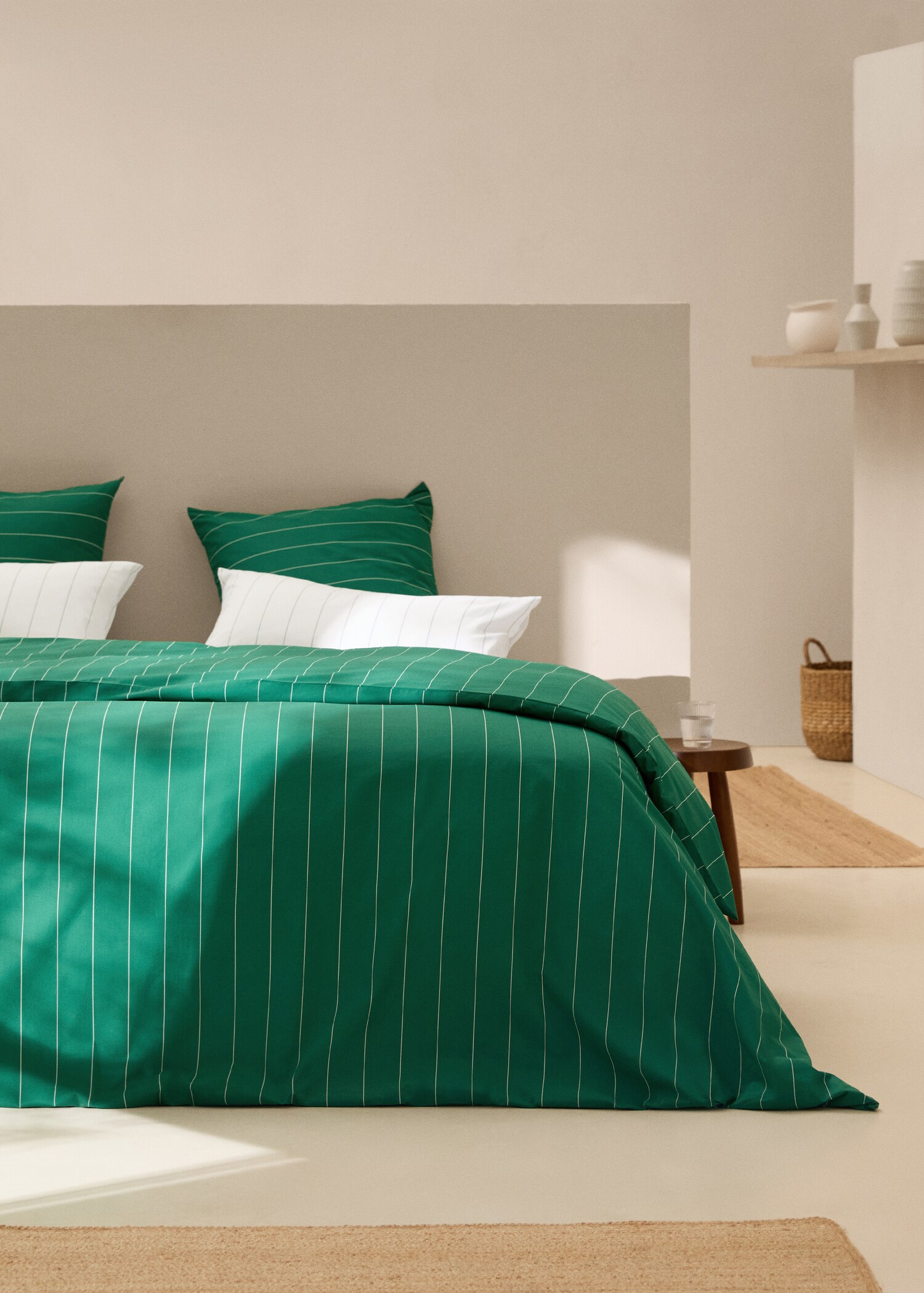Striped printed cotton duvet cover for king bed - General plane