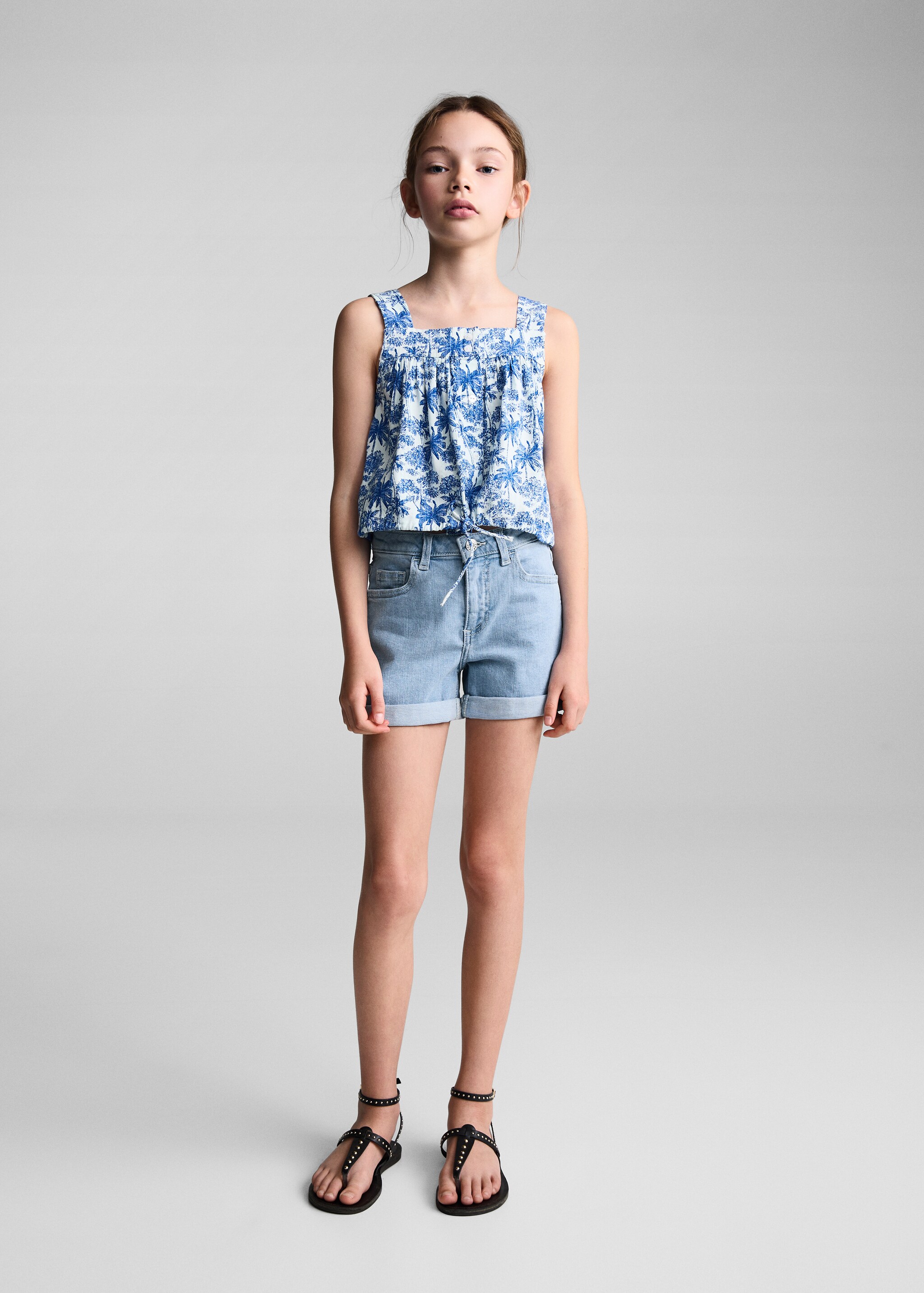 Rolled-up hem denim shorts - General plane