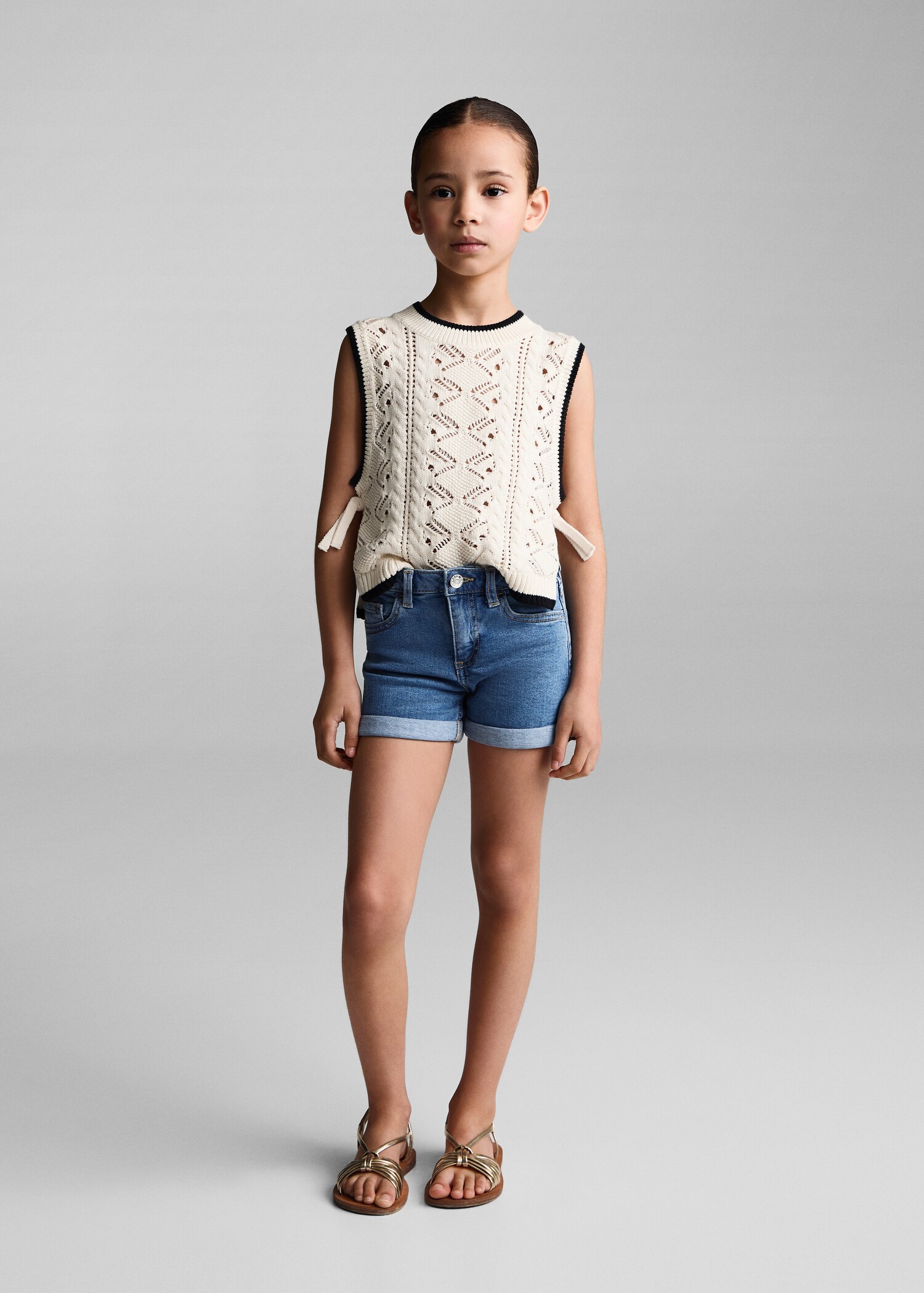 Rolled-up hem denim shorts - General plane