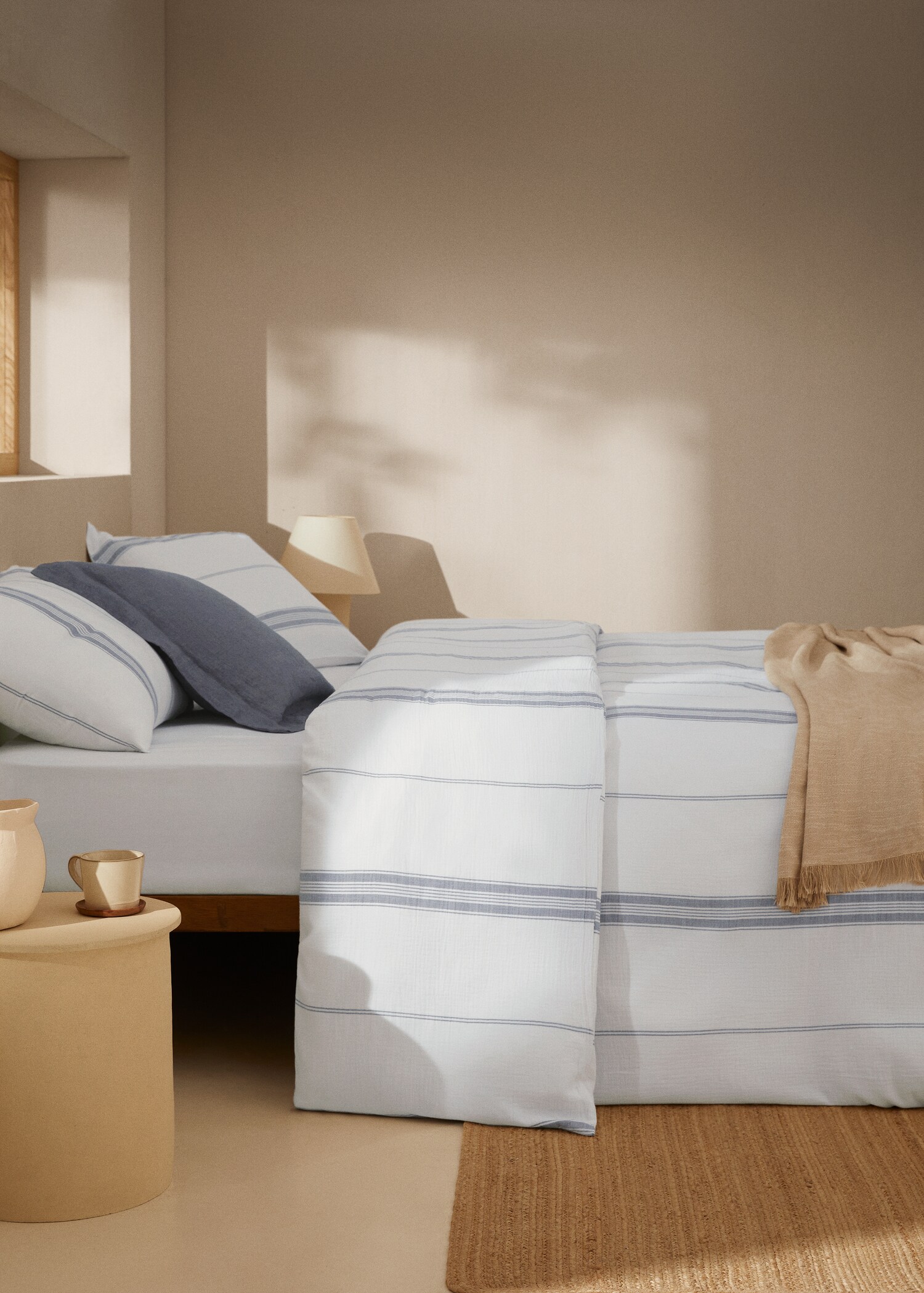 Funda nórdica gasa algodón rayas cama 135cm - Plano general