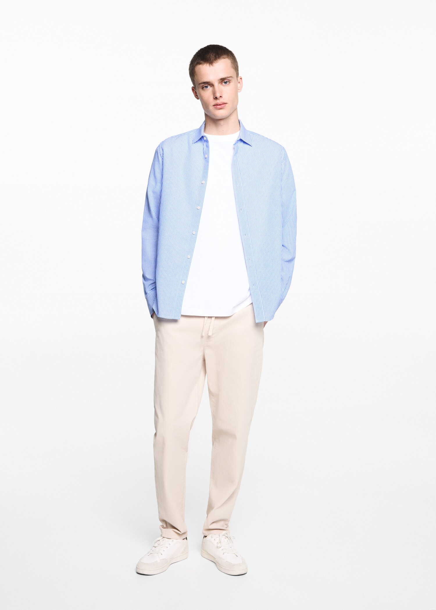 Striped linen-blend shirt - General plane