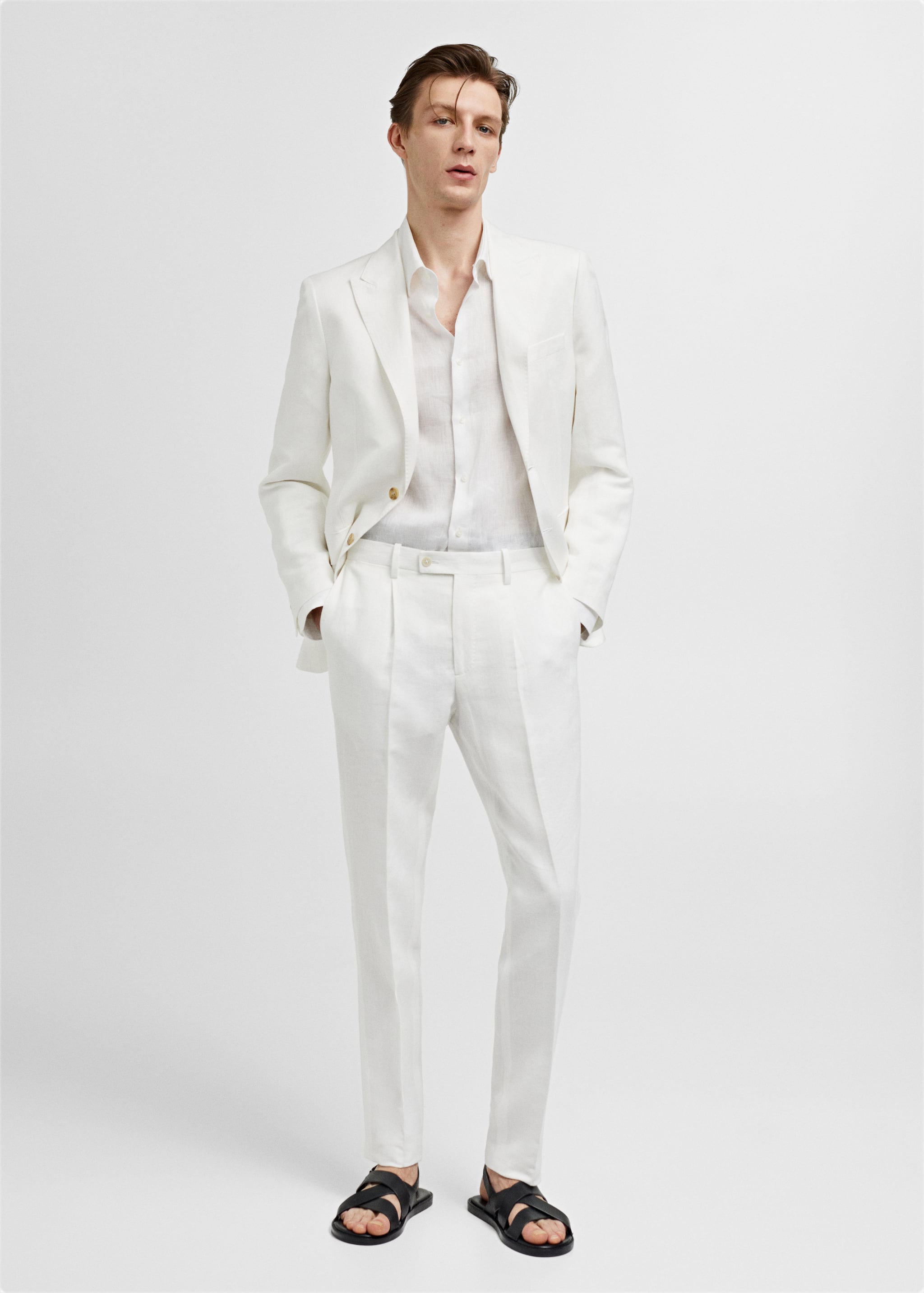 Pantalon costume slim-fit coton lin - Plan général