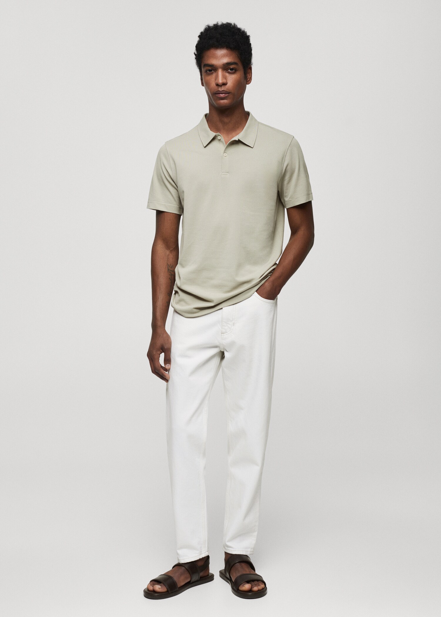 Polo slim fit algodón textura - Plano general