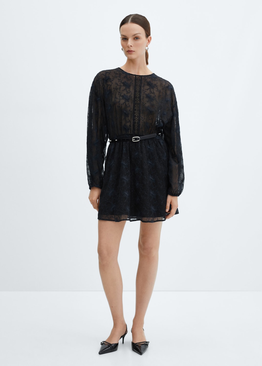 Mango black lace dress deals