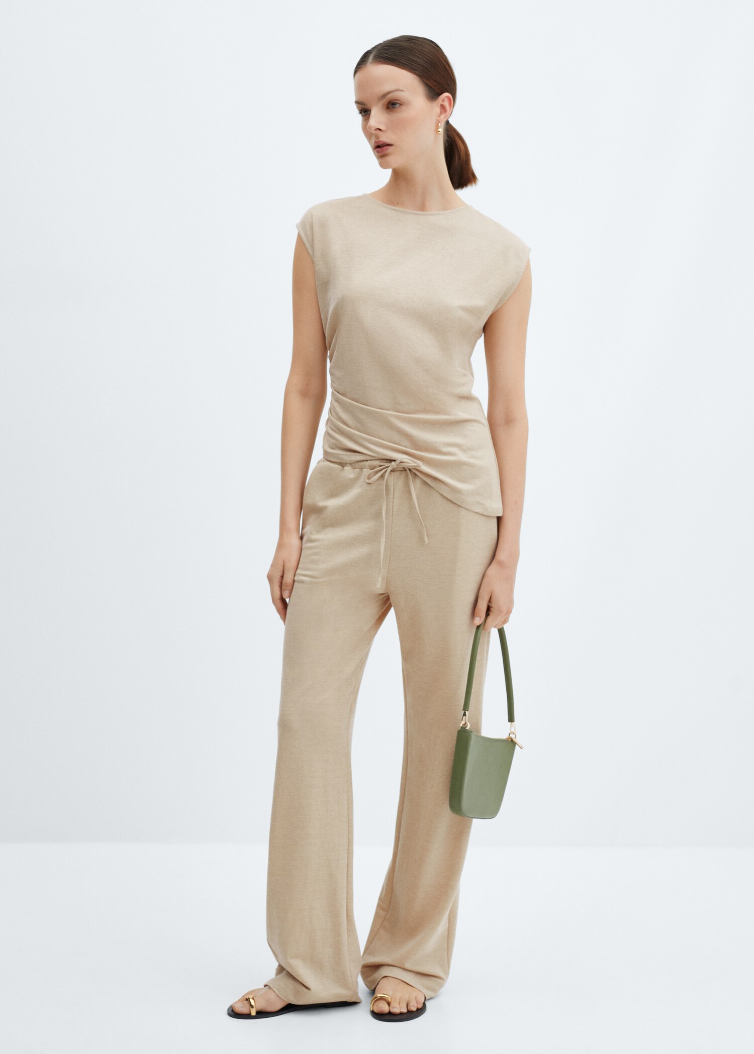 Wideleg trousers with elastic waist - General plane