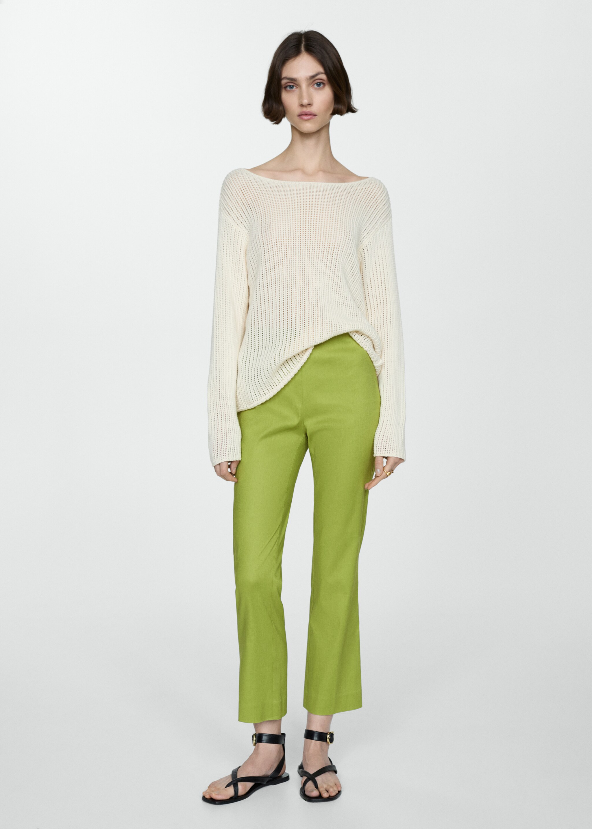 Linen flared trousers - General plane