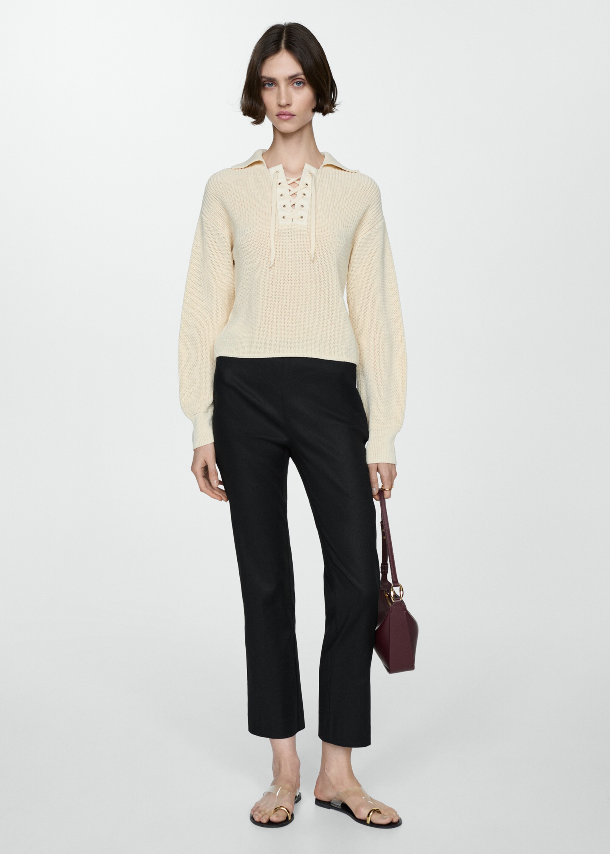 Linen flared trousers - General plane, Black. Ref: 67037125-00.