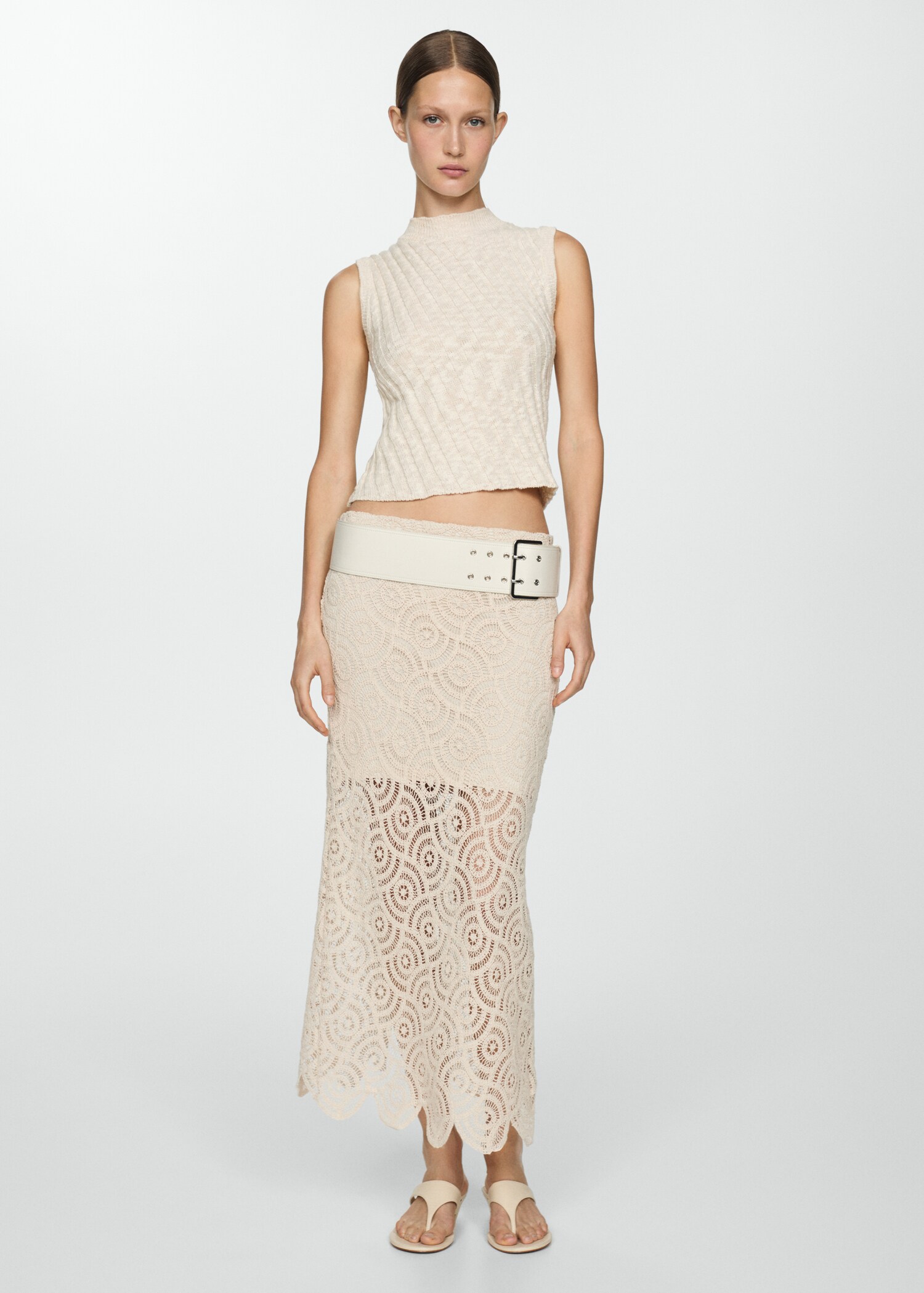 Ribbed knitted top with perkins collar - Woman | MANGO USA 