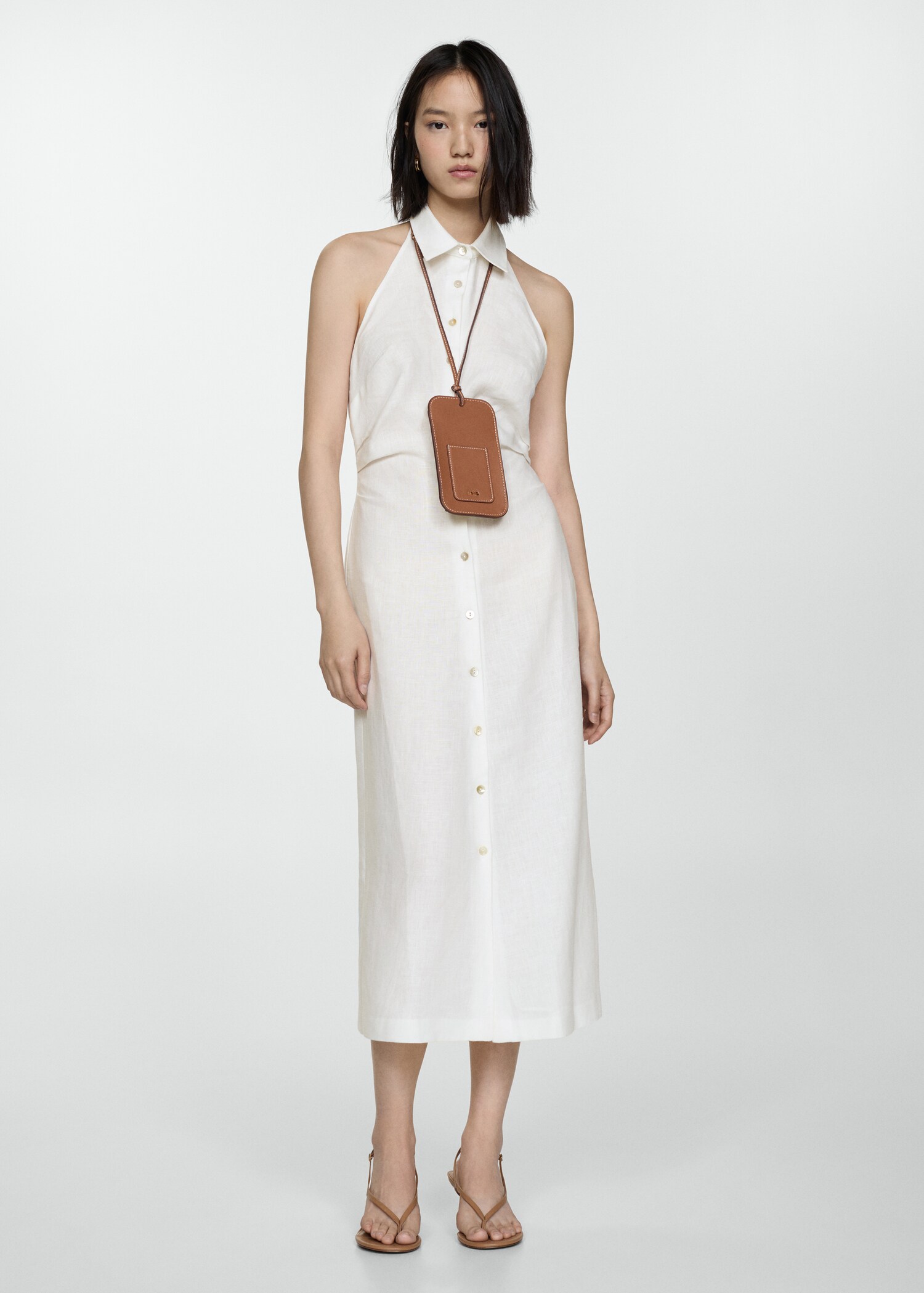 Linen shirt-collar dress - General plane