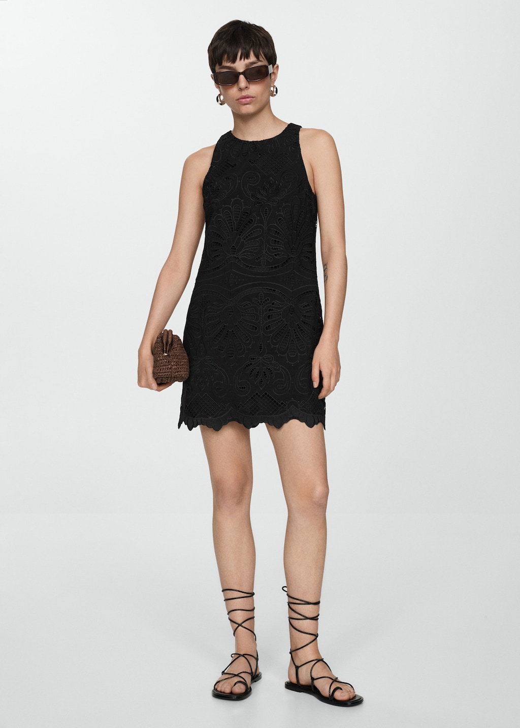 Embroidered short dress Women MANGO USA