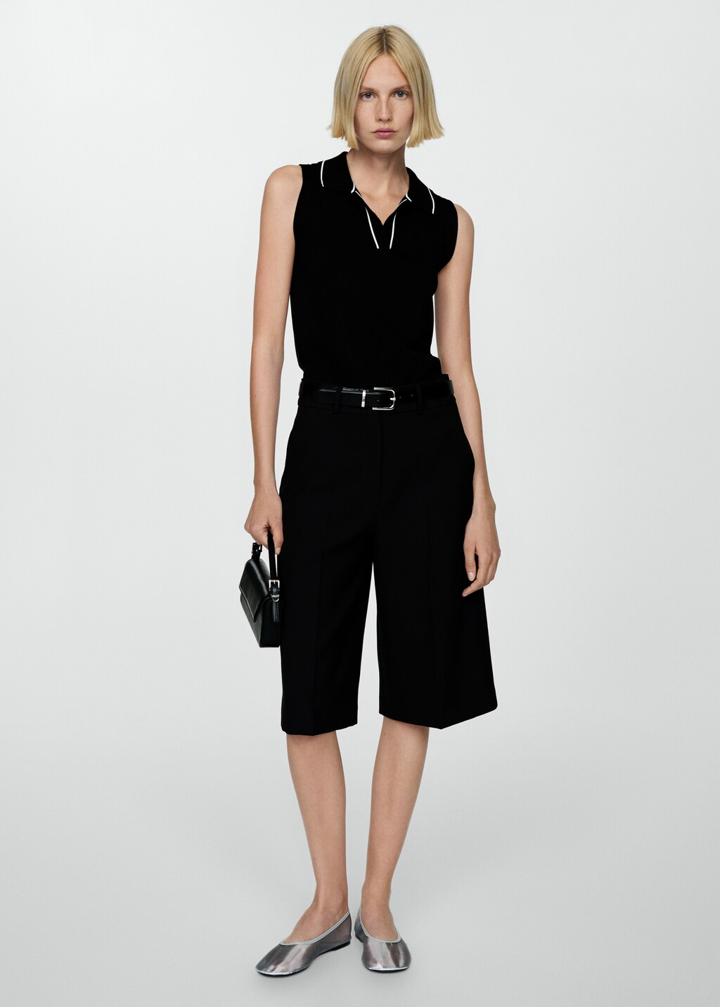 Polo-neck knitted top