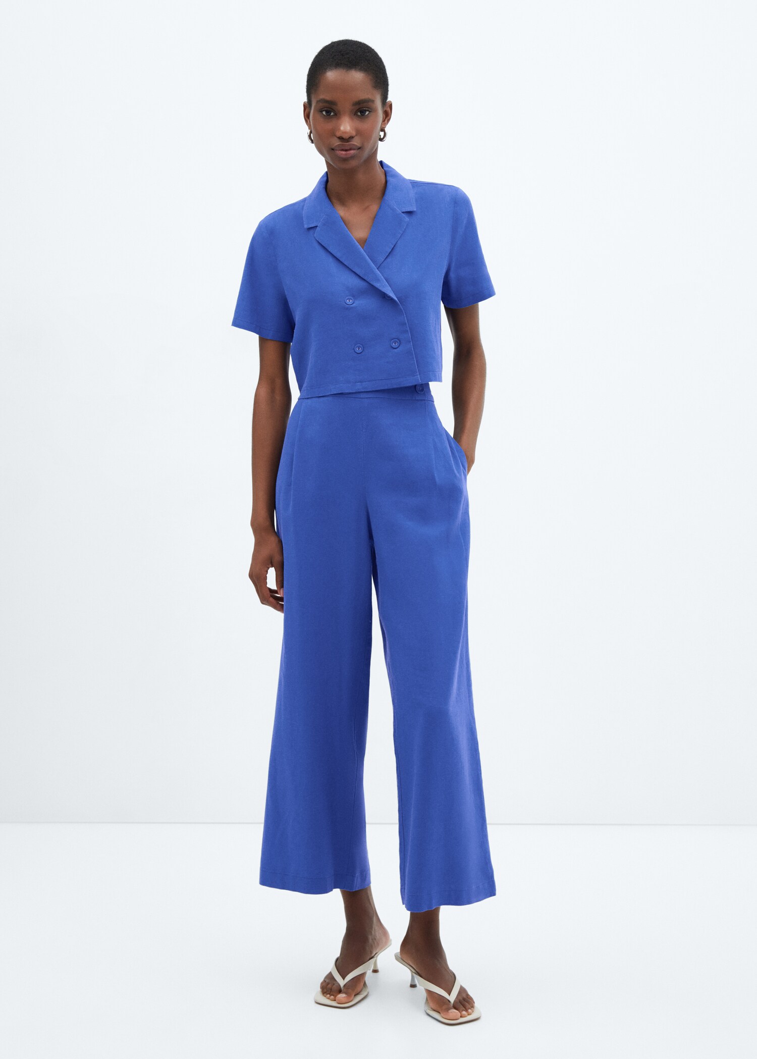 Short sleeve linen-blend shirt - General plane