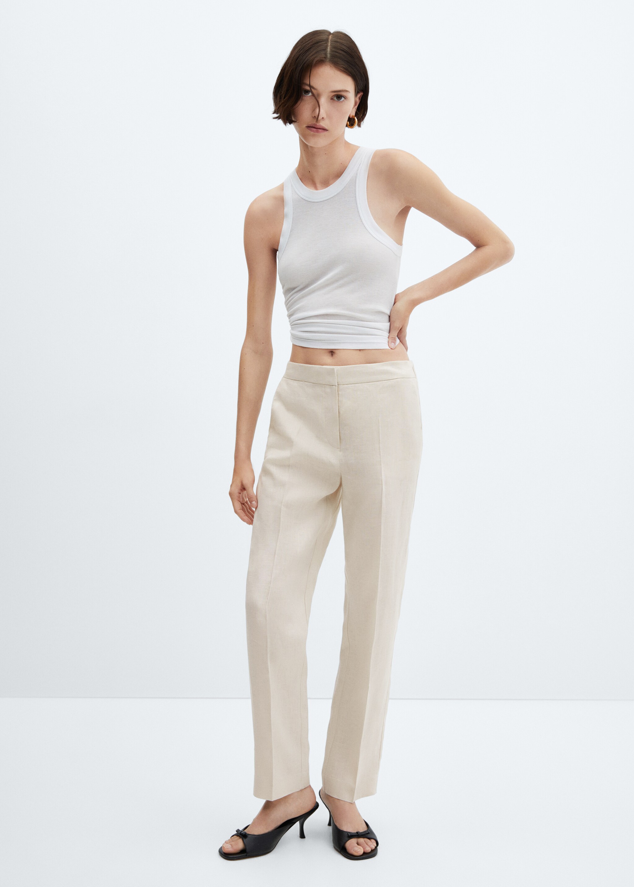 100% linen straight trousers - General plane