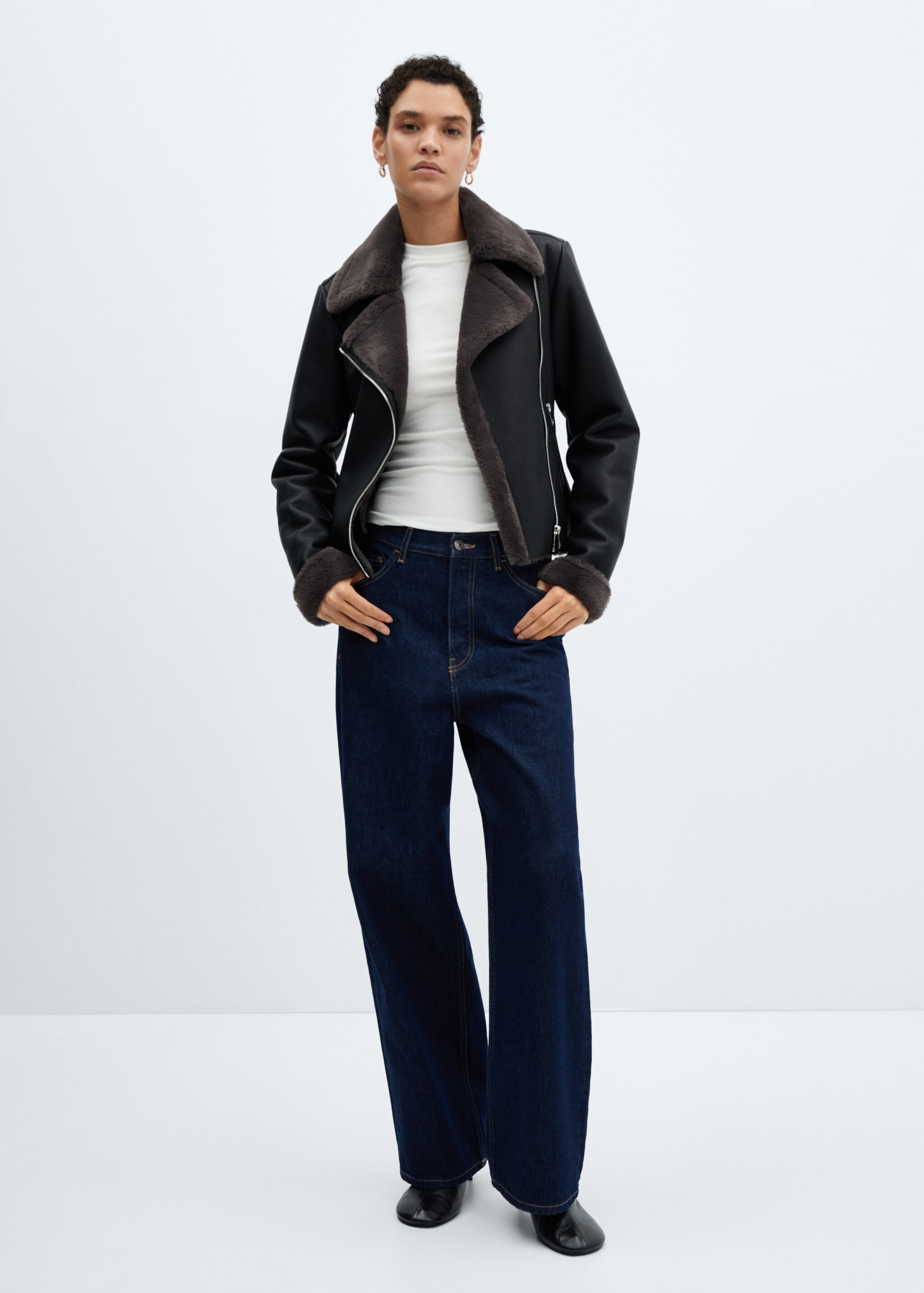 Faux shearling-lined jacket - General plane